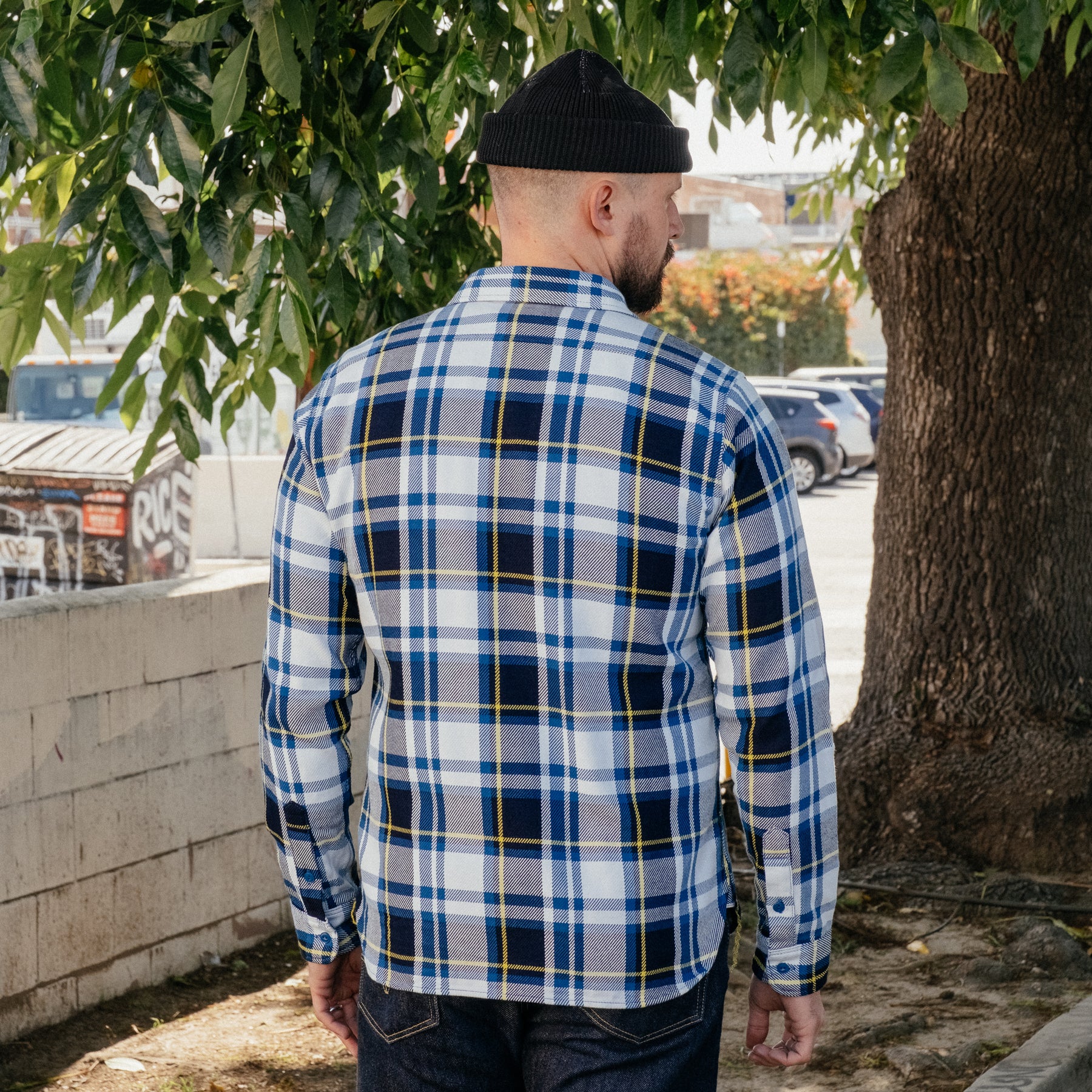 Iron Heart IHSH-382-BLU 9oz Selvedge American Check Work Shirt Blue