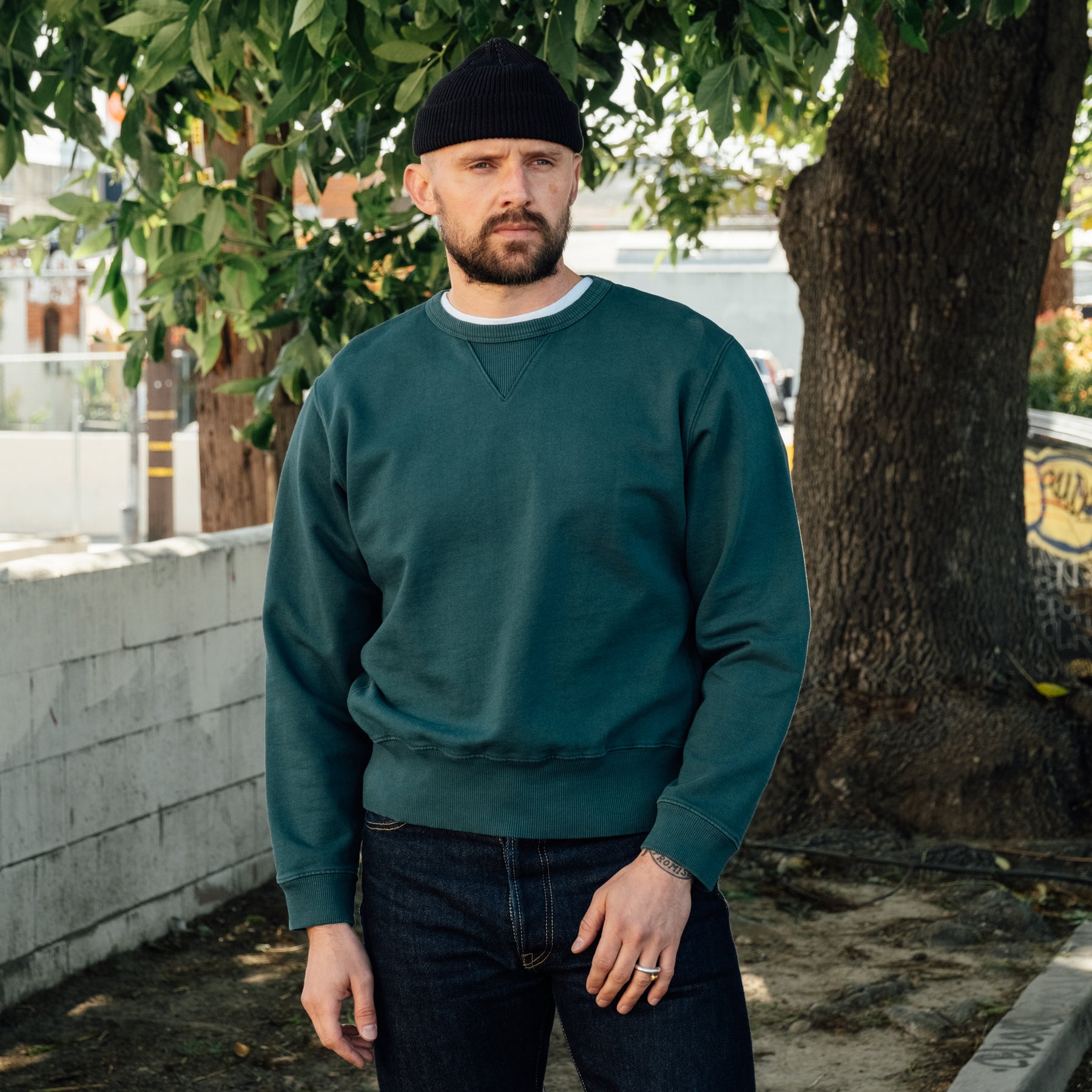 Snake Oil Provisions French Terry Loopback Crewneck Emerald