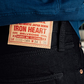 Iron Heart IH-666S-142bb 14oz Selvedge Denim Slim Straight Cut Jeans Black/ Black