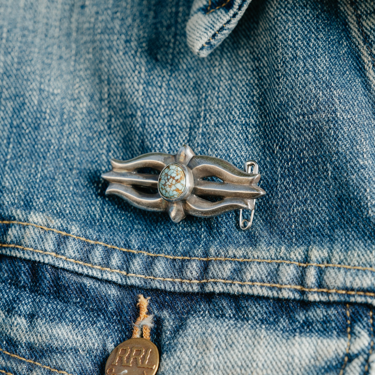 Mt. Hill Silver Sterling Silver Type I Pin Royston Turquoise