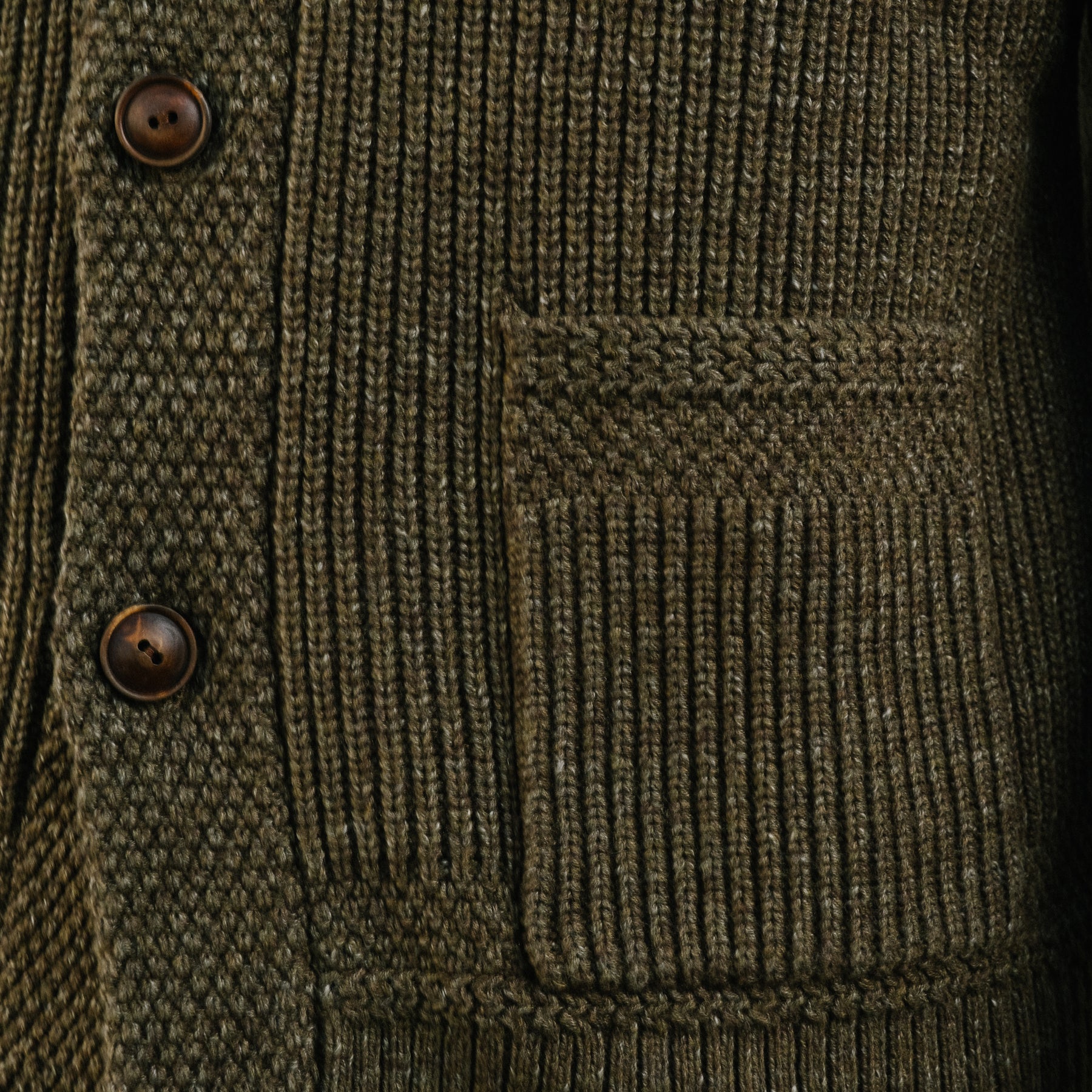 Cotton-Wool Shawl-Collar Cardigan Olive Heather