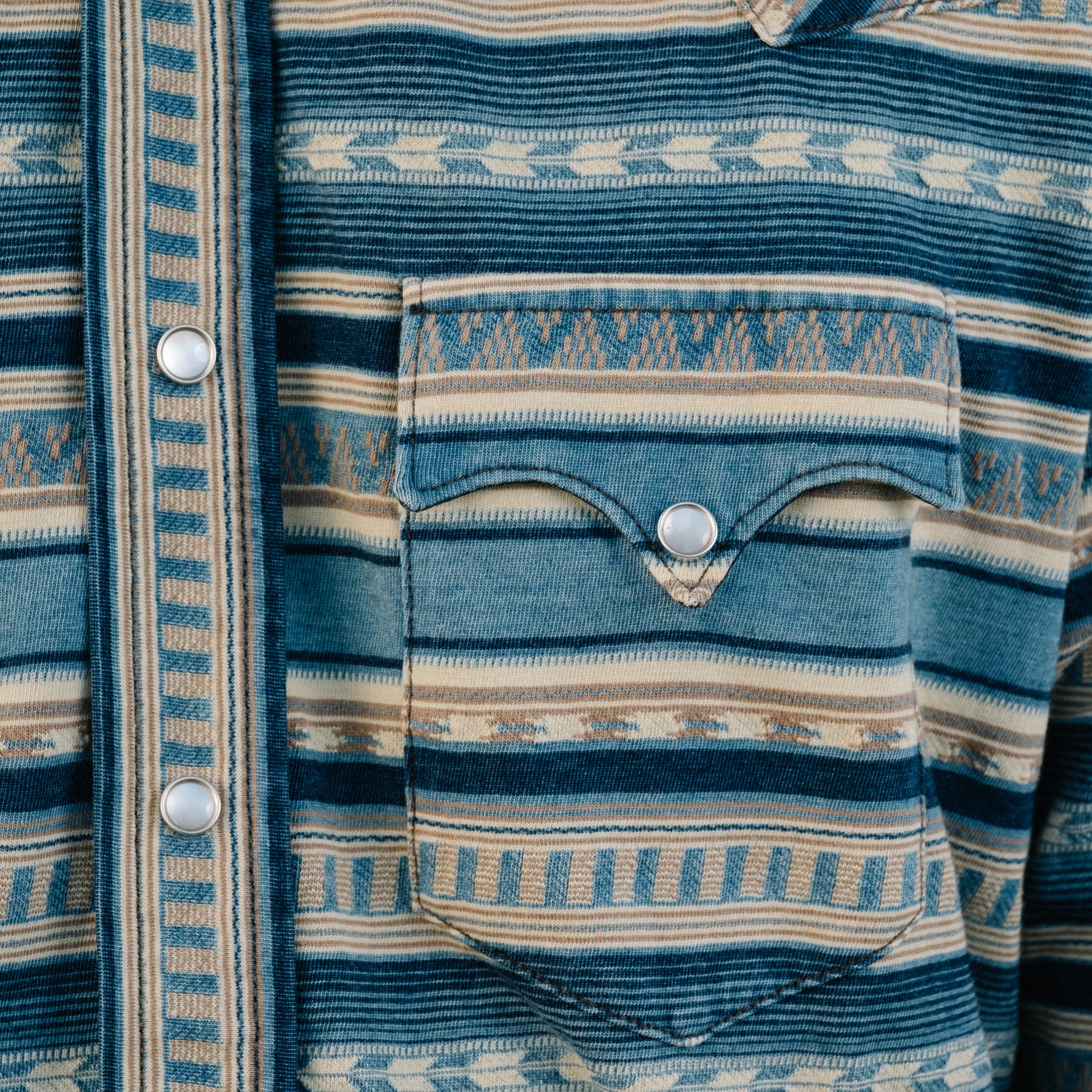 Slim Fit Indigo Jacquard Western Shirt Indigo/Cream
