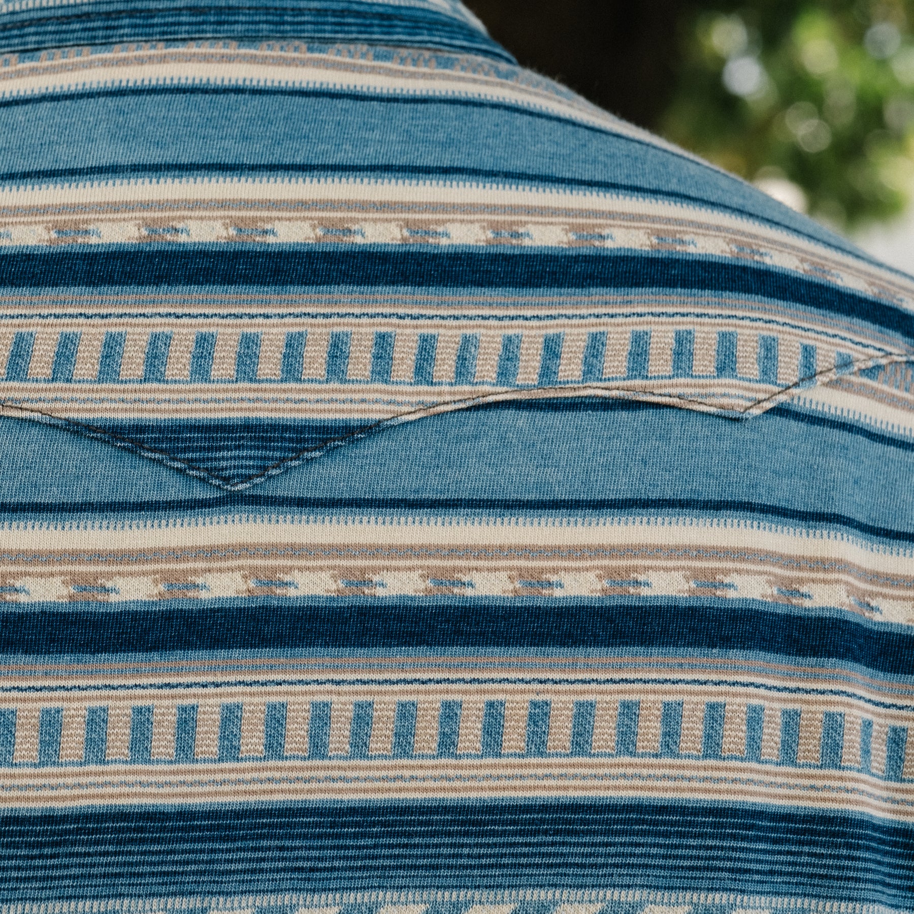 Slim Fit Indigo Jacquard Western Shirt Indigo/Cream