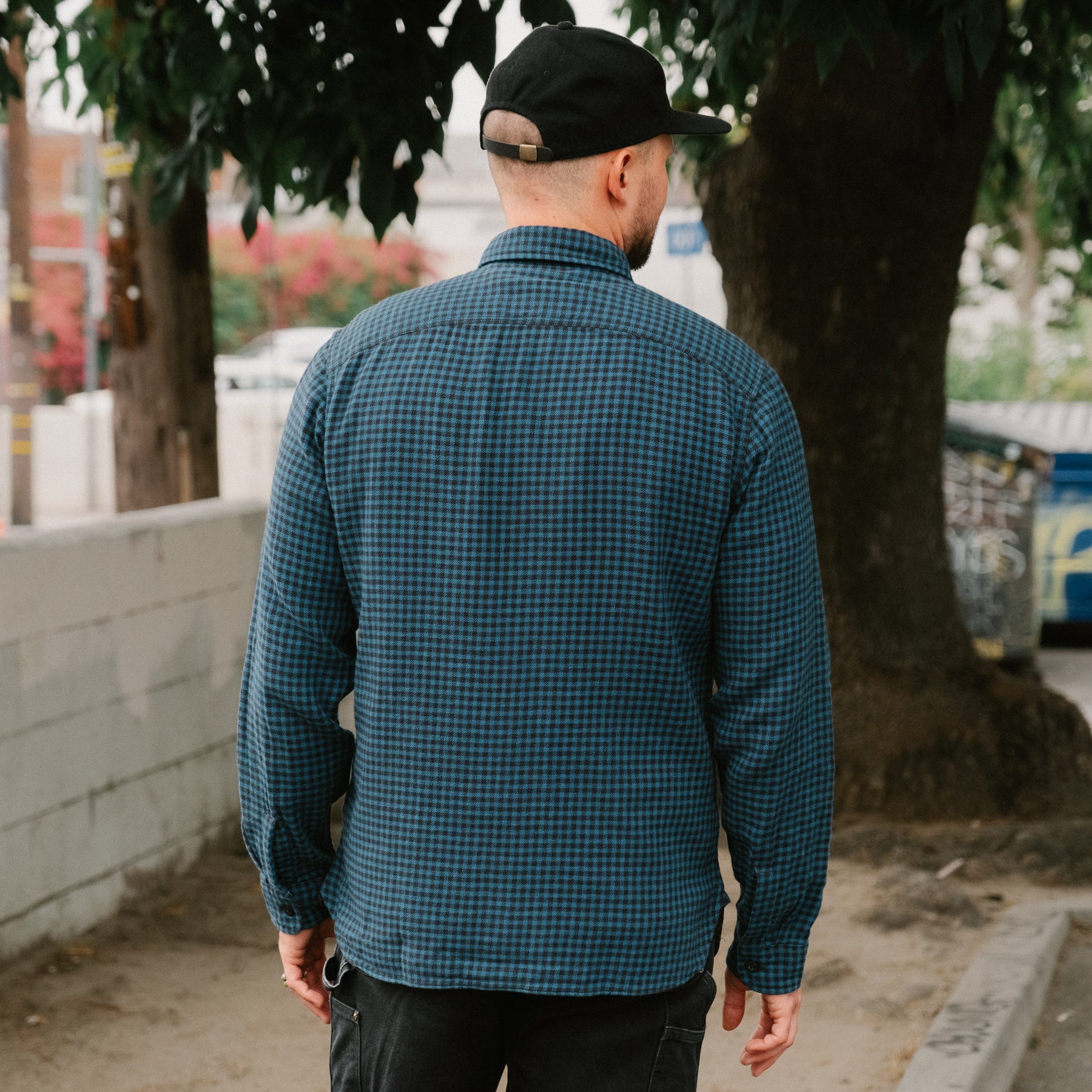 Checked Indigo Cotton-Linen Workshirt Blue/Sulphur Black
