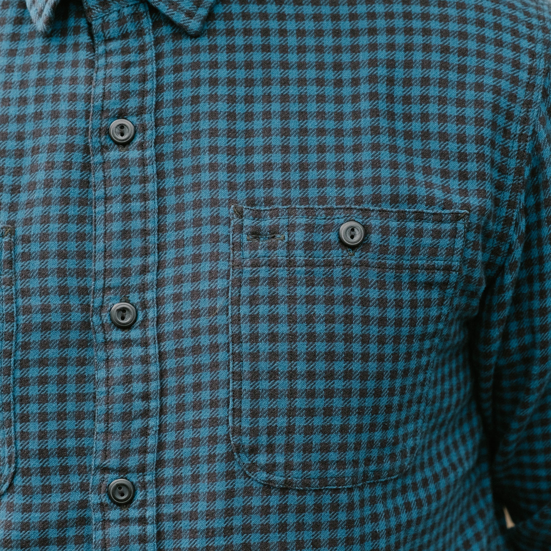 Checked Indigo Cotton-Linen Workshirt Blue/Sulphur Black