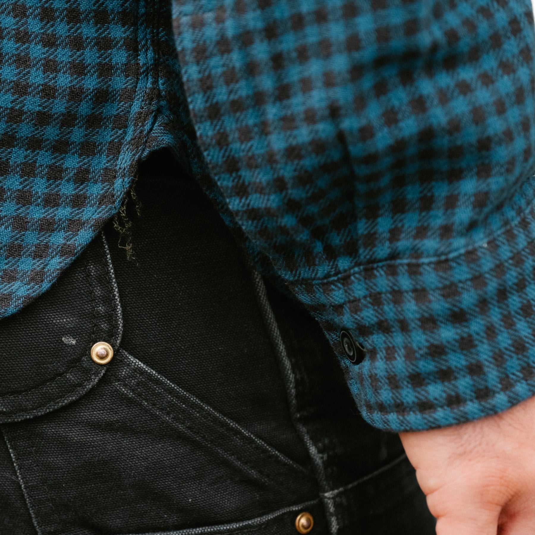 Checked Indigo Cotton-Linen Workshirt Blue/Sulphur Black