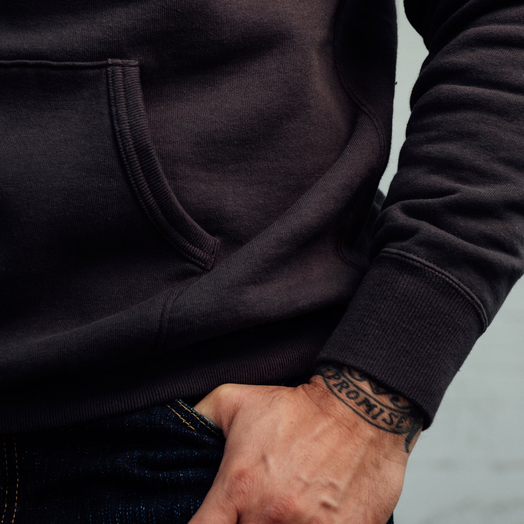 The Flat Head Sweatshirt Hoodie Brushed Lining Made in Japan Light Black Print