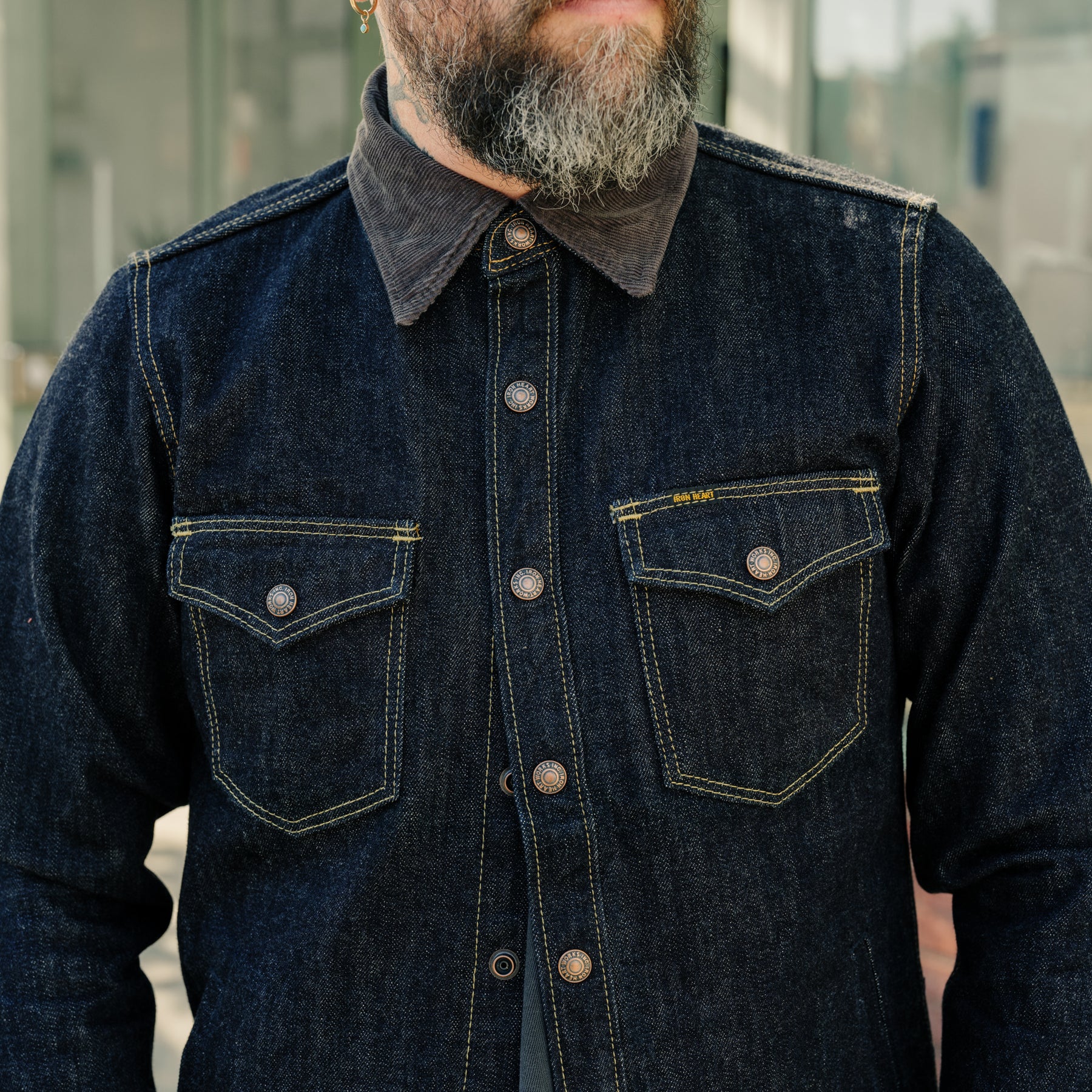 Iron Heart IHSH-427-IND 16oz Vintage Selvedge Denim CPO Shirt Indigo