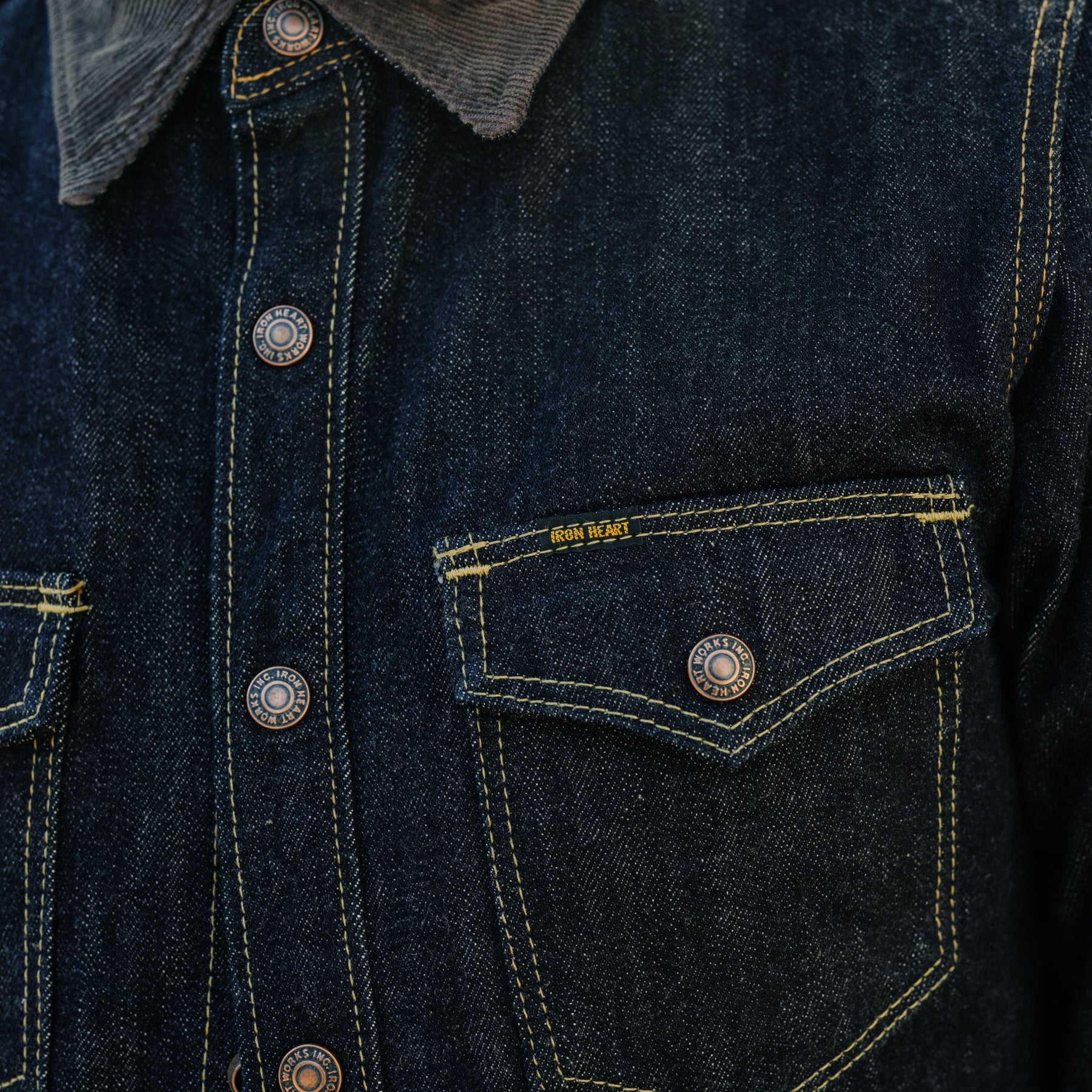 Iron Heart IHSH-427-IND 16oz Vintage Selvedge Denim CPO Shirt Indigo