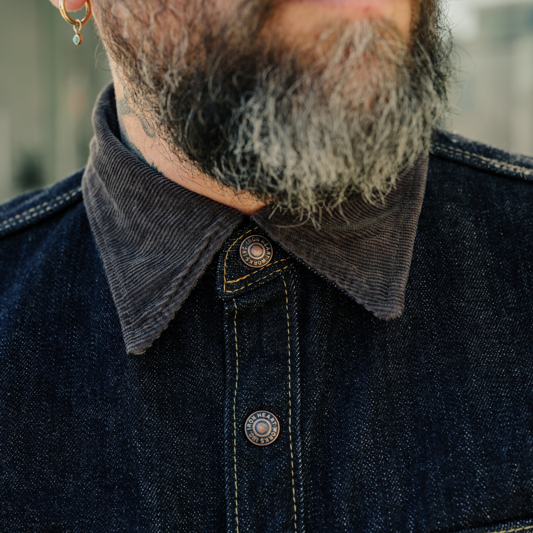 Iron Heart IHSH-427-IND 16oz Vintage Selvedge Denim CPO Shirt Indigo
