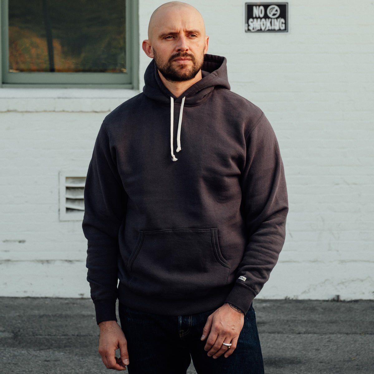 The Flat Head Sweatshirt Hoodie Brushed Lining Light Black FINAL SALE