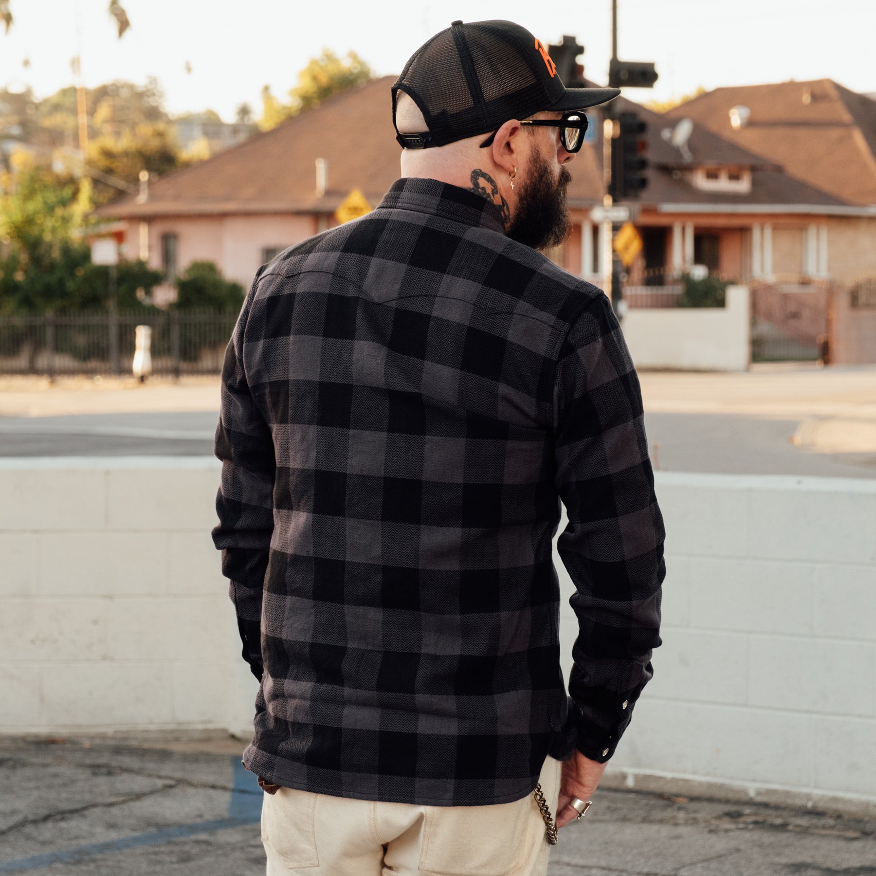 The Flat Head Block Check Western Shirt Gray/ Black