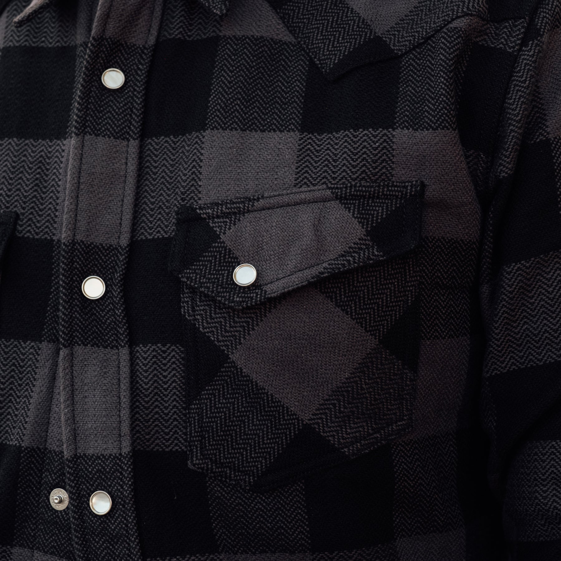 The Flat Head Block Check Western Shirt Gray/ Black