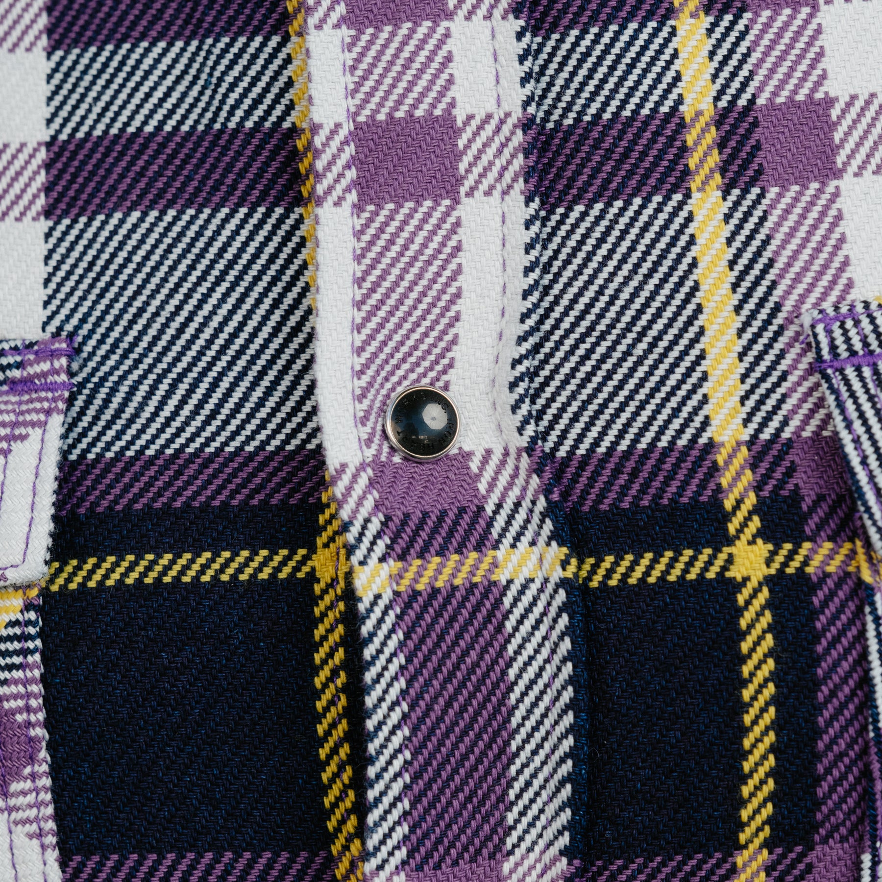 Iron Heart IHSH-390-PUR 9oz Selvedge American Check Western Shirt Purple