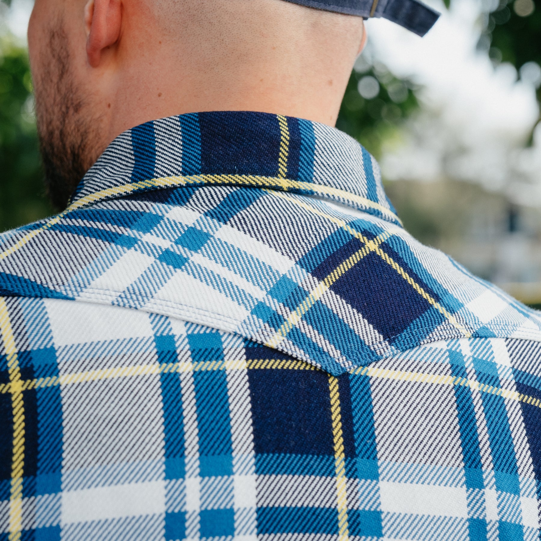 Iron Heart IHSH-390-BLU 9oz Selvedge American Check Western Shirt Blue FINAL SALE