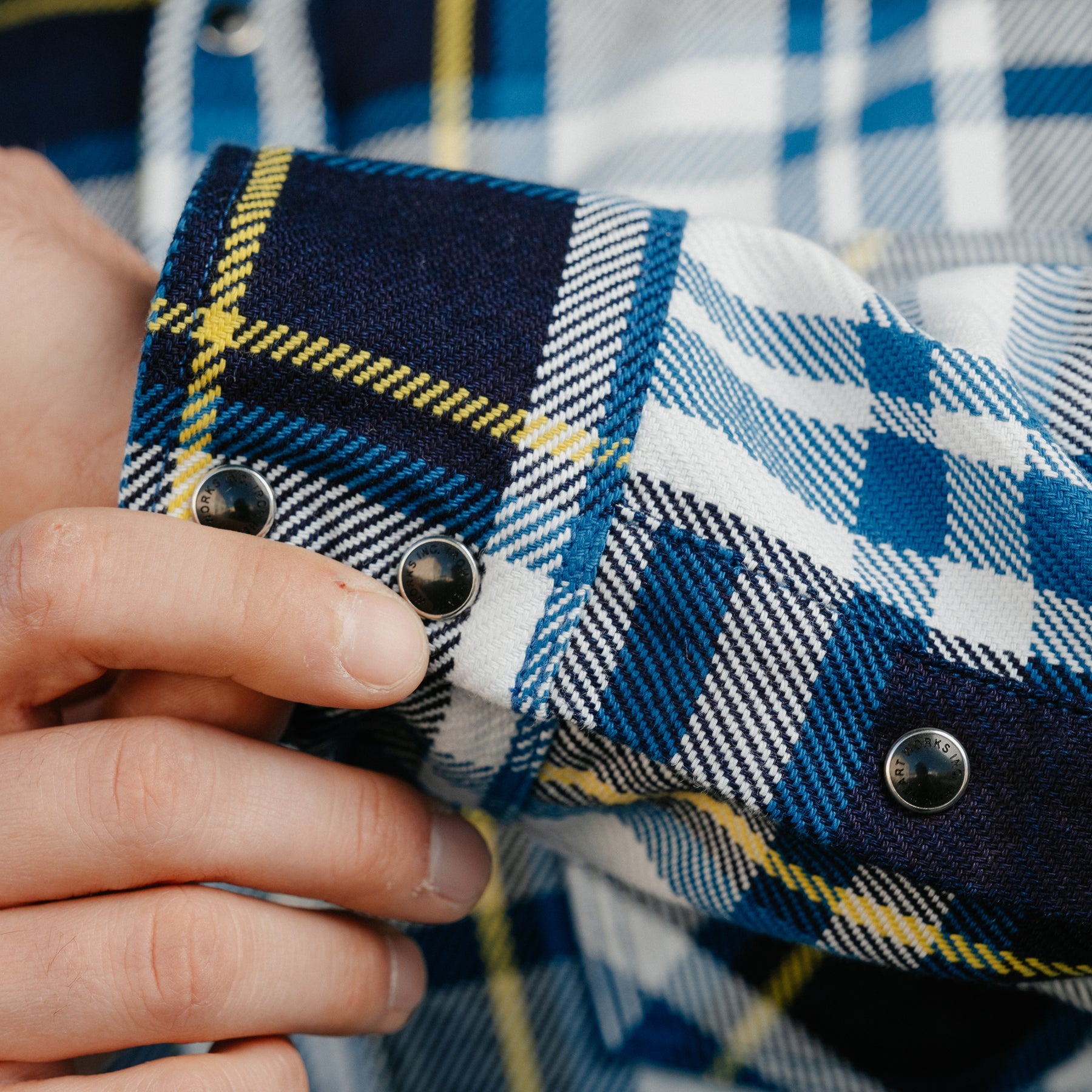 Iron Heart IHSH-390-BLU 9oz Selvedge American Check Western Shirt Blue