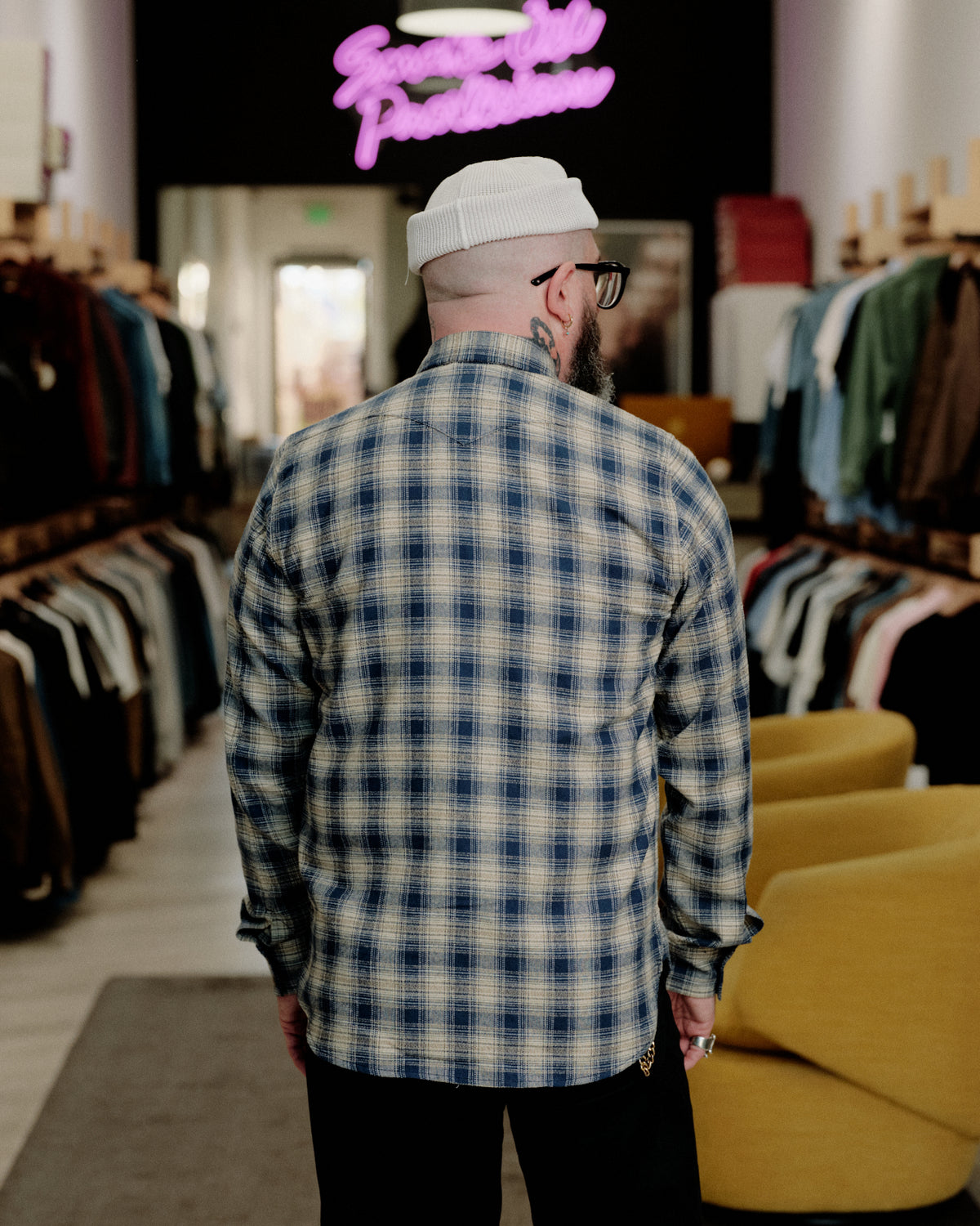 Rogue Territory Western Shirt Navy Plaid