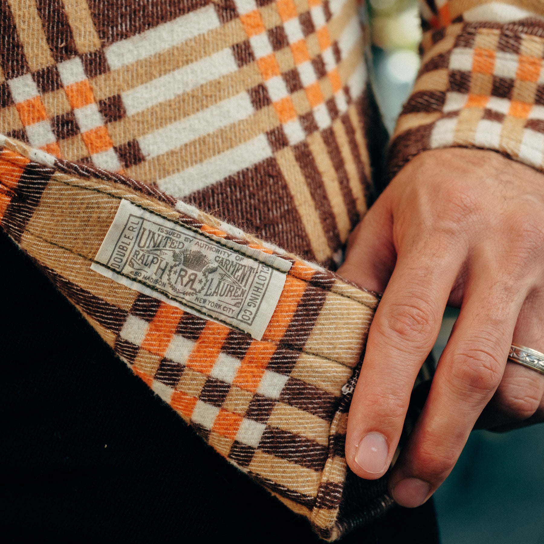 RRL Plaid Jacquard Workshirt Brown Multi
