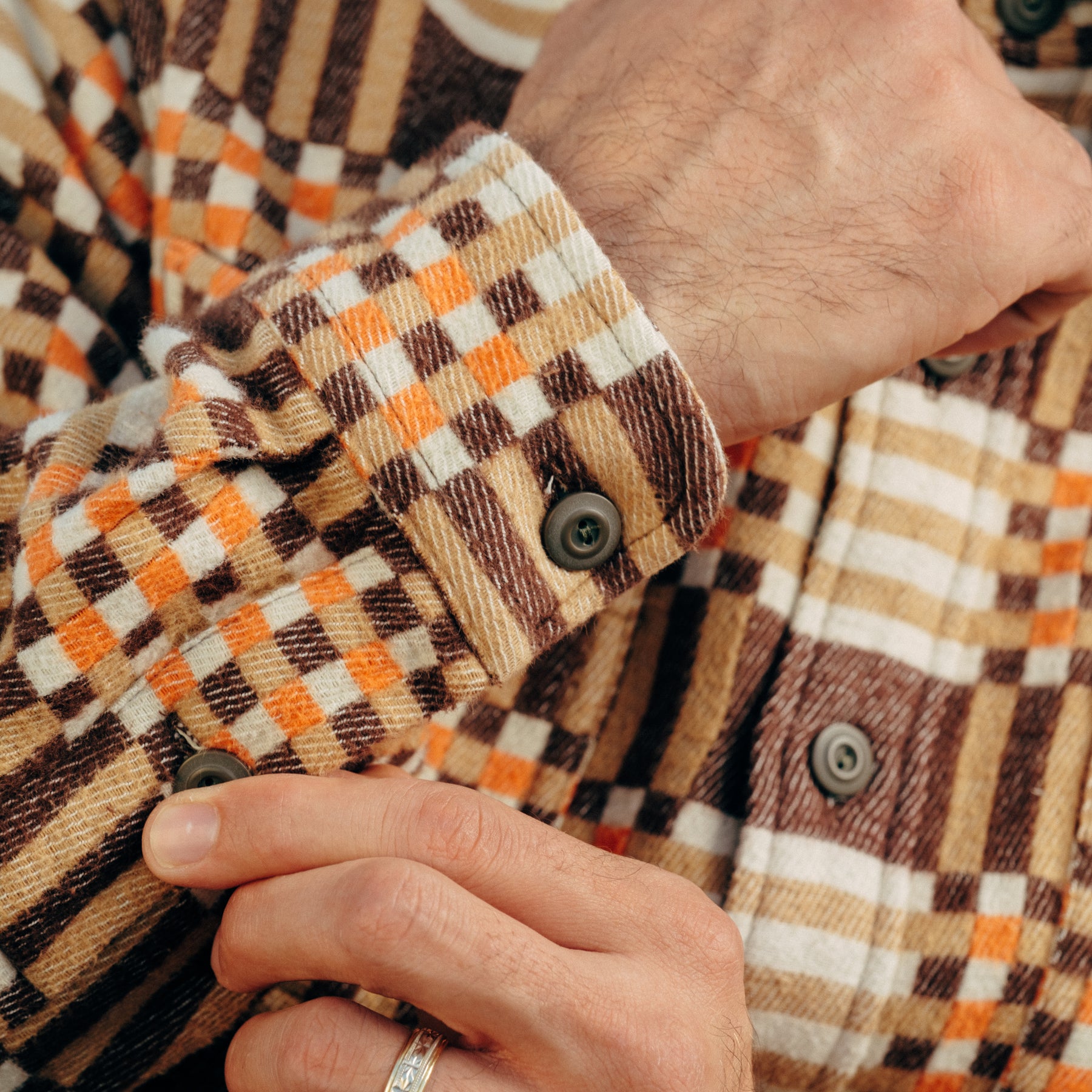 RRL Plaid Jacquard Workshirt Brown Multi
