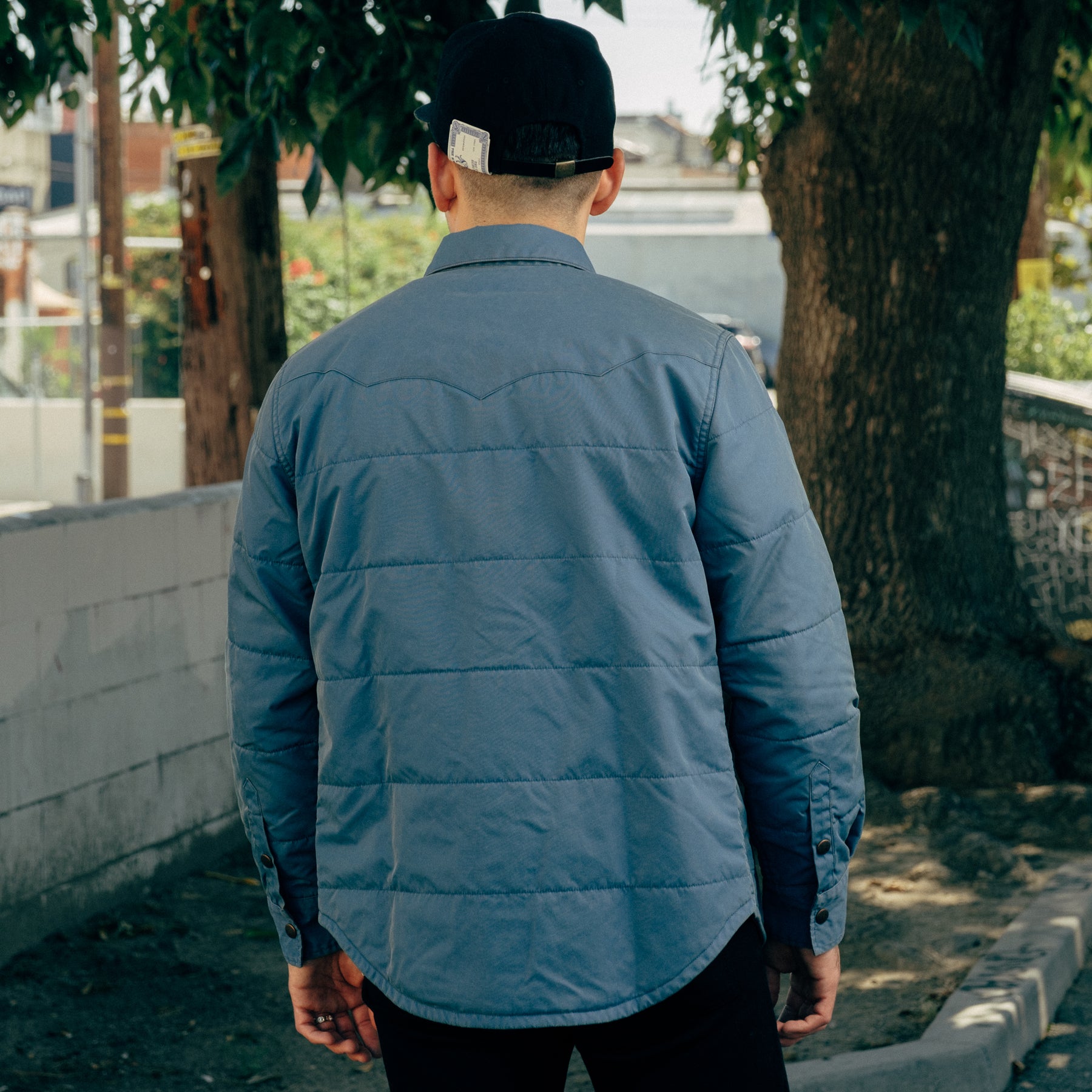 RRL Quilted Twill Western Overshirt Faded Blue