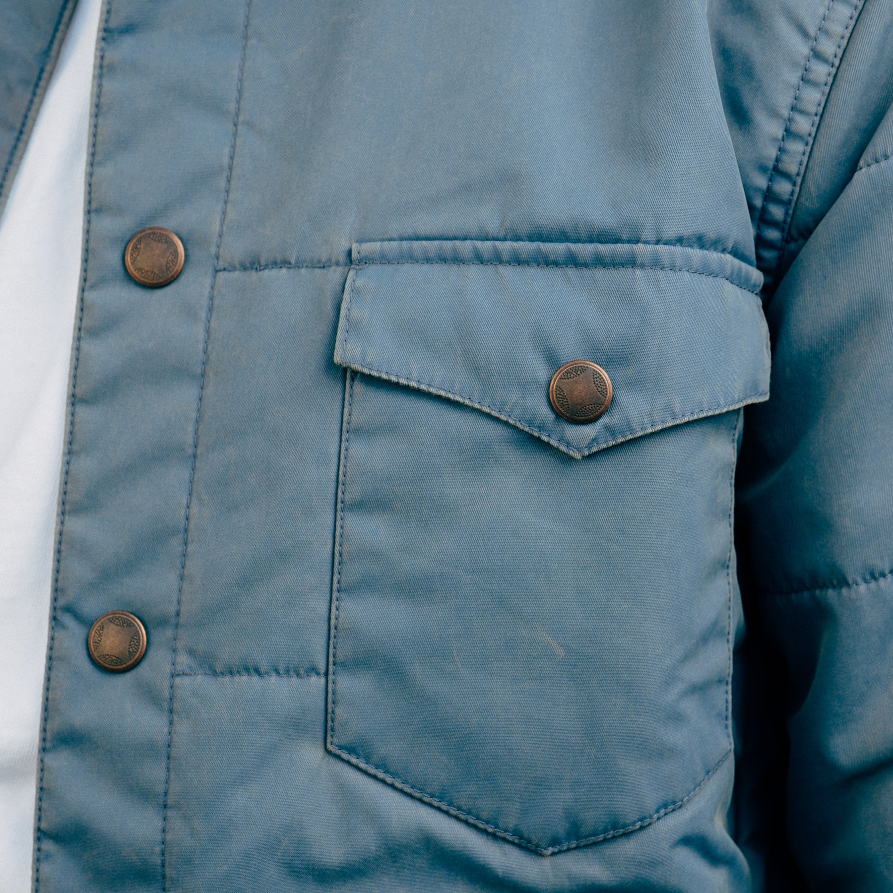 RRL Quilted Twill Western Overshirt Faded Blue