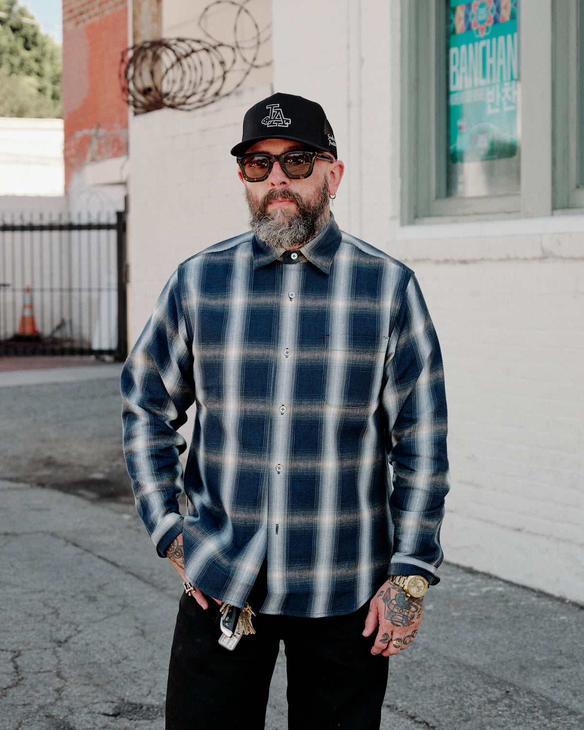 Aaron Levine New York Reversible Flannel Blue