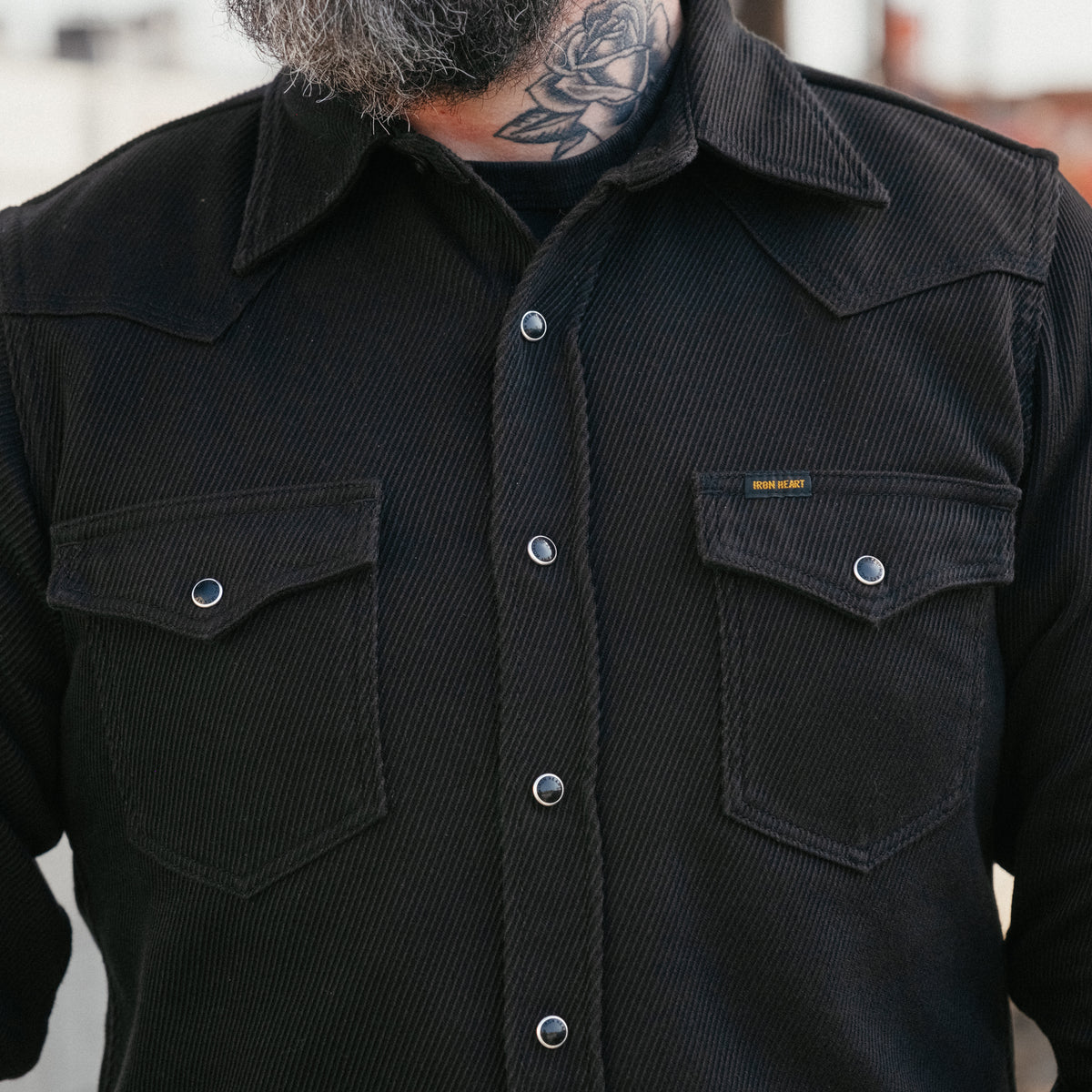 Iron Heart IHSH-234-BLK Kersey Western Shirt Black