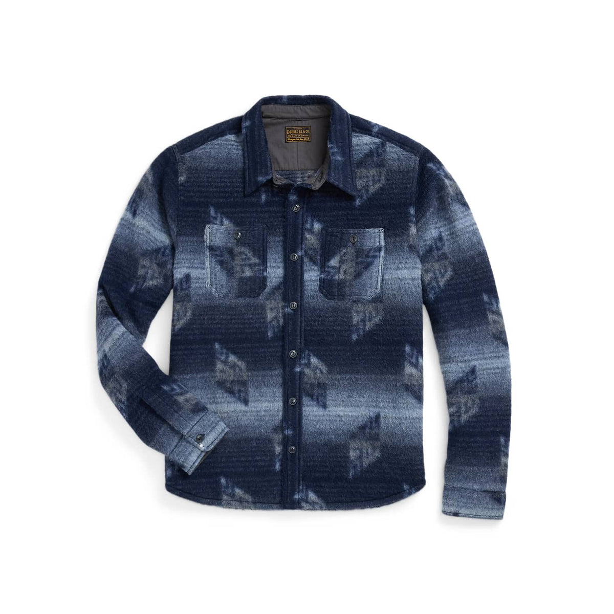 RRL Double-Knit Jacquard Overshirt Navy/ Multi FINAL SALE