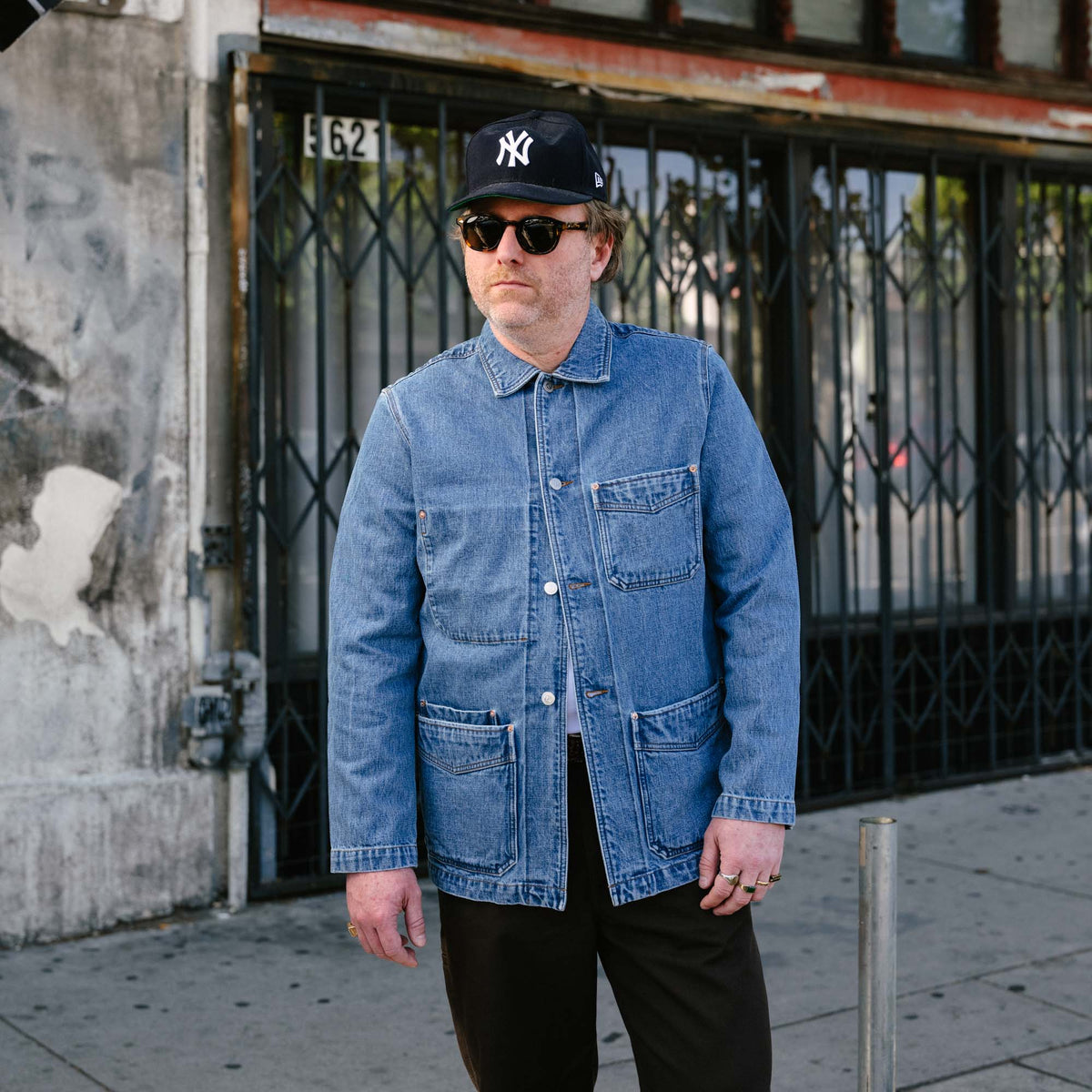 Drake's Bleach Wash Selvedge Denim Five-Pocket Chore Jacket