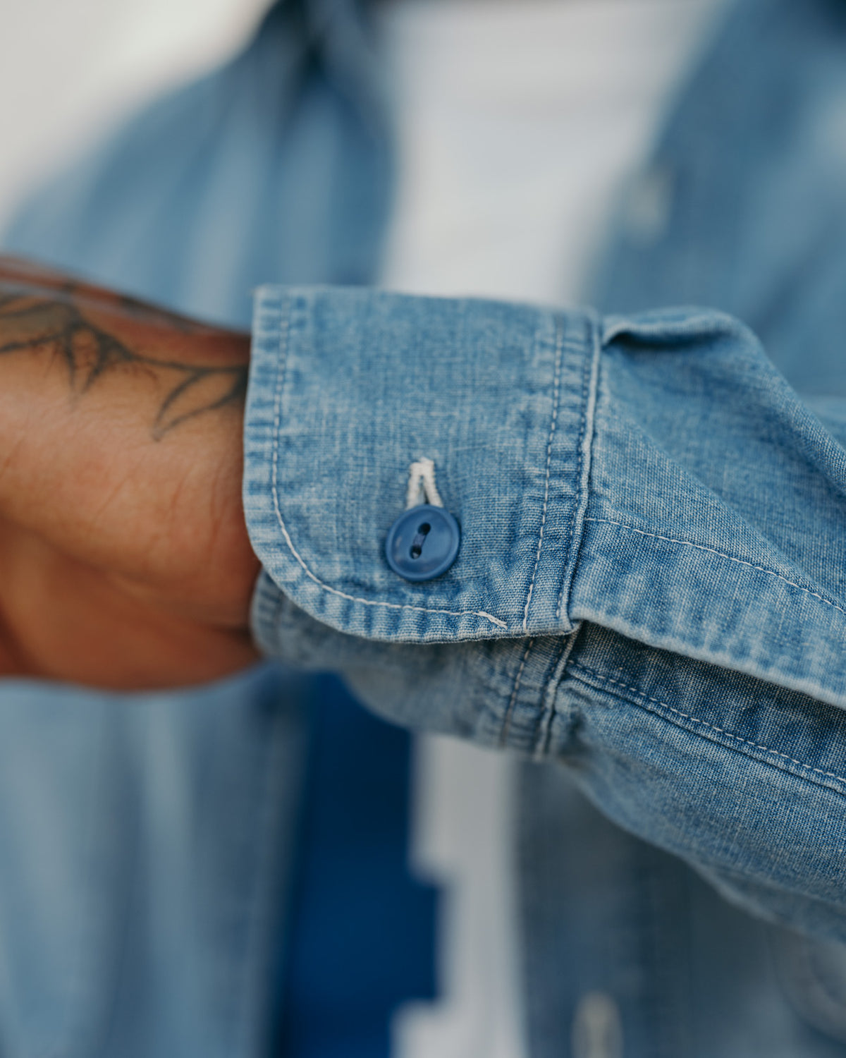 Full Count 4810HW-3 Chambray Shirt "Fade" Blue