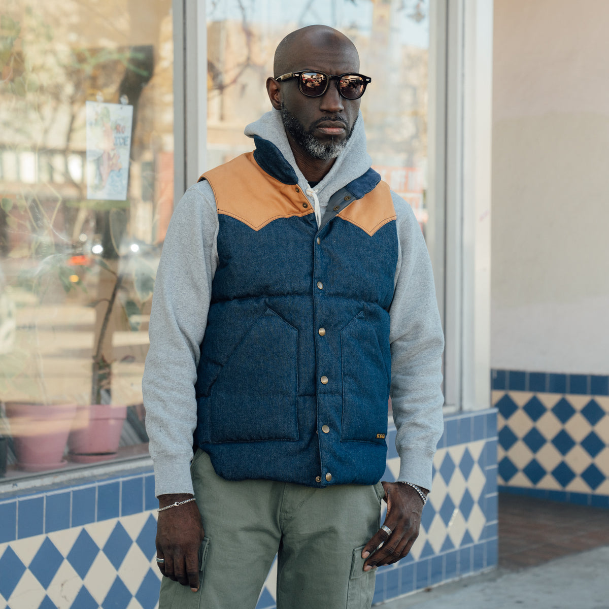 The Flat Head FN-OJ-DPV001 12.5oz Denim Puff Vest