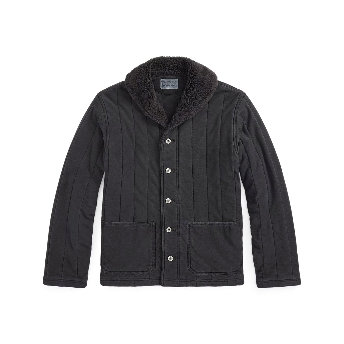 RRL Fleece-Collar Quilted Jersey Jacket Faded Black