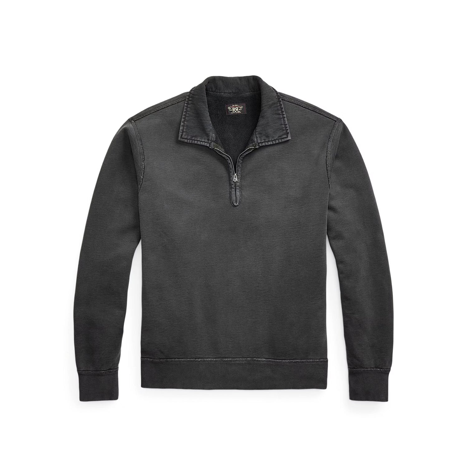 RRL French Terry Quarter-Zip Pullover Faded Black