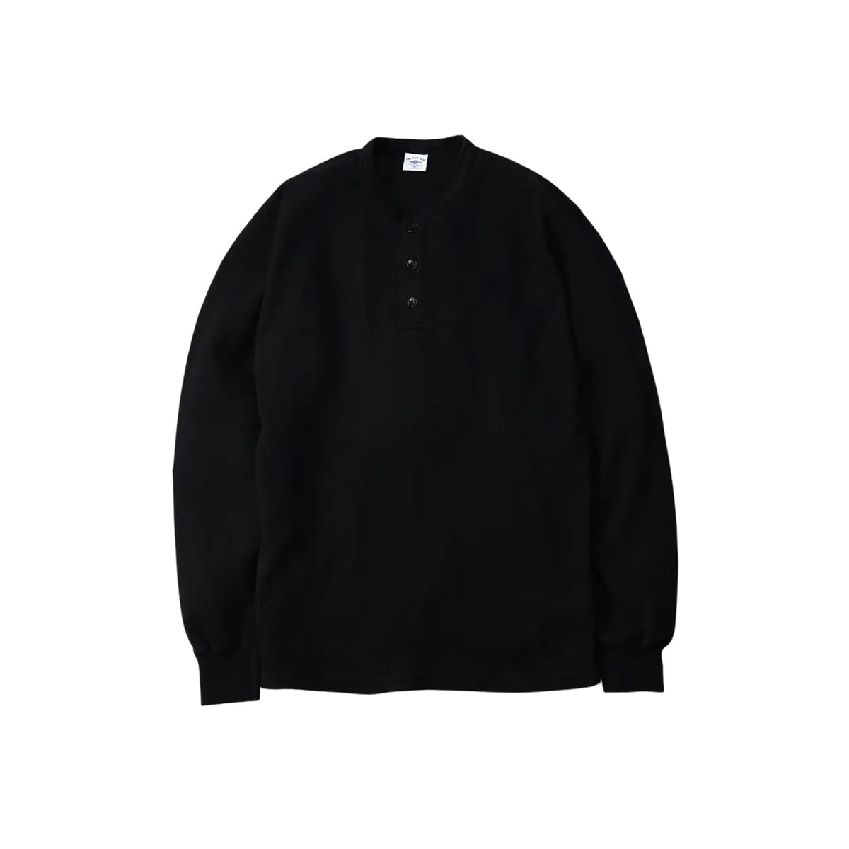 The Flat Head Henley Neck Thermal Black