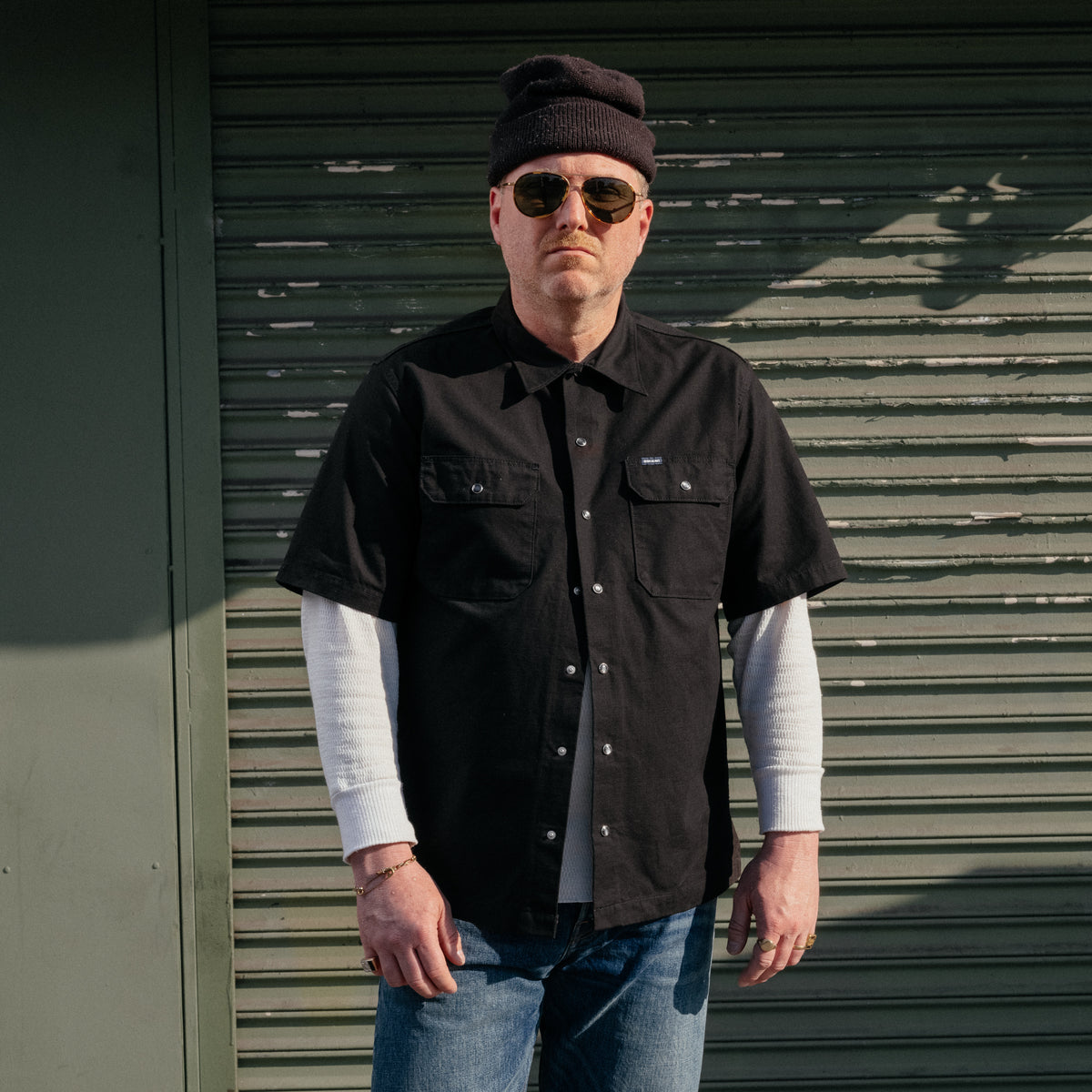 Iron Heart IHSH-415-BLK 8oz Ripstop Short Sleeved Mechanic Shirt Black FINAL SALE