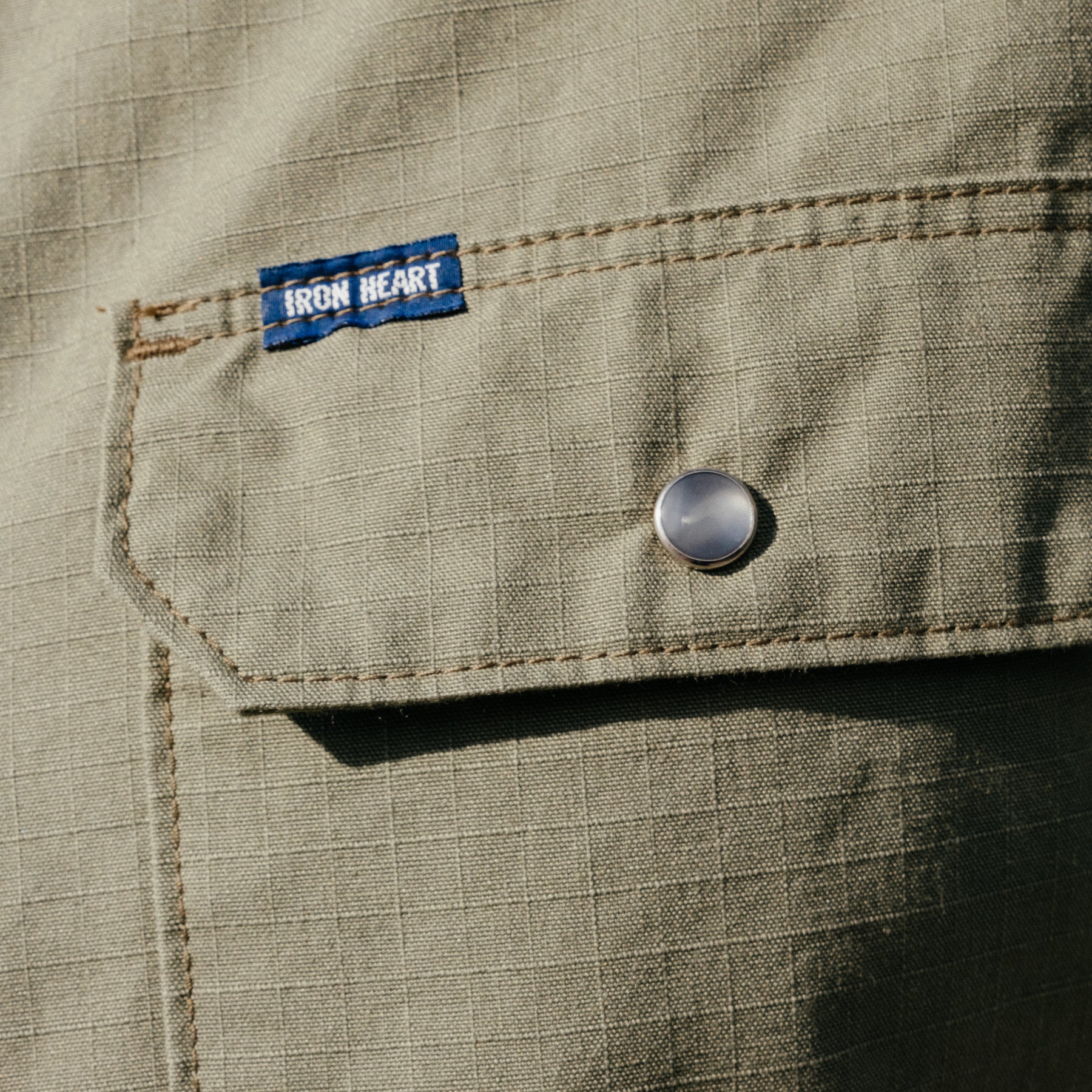 Iron Heart IHSH-415-GRN 8oz Ripstop Short Sleeved Mechanic Shirt Military Green FINAL SALE