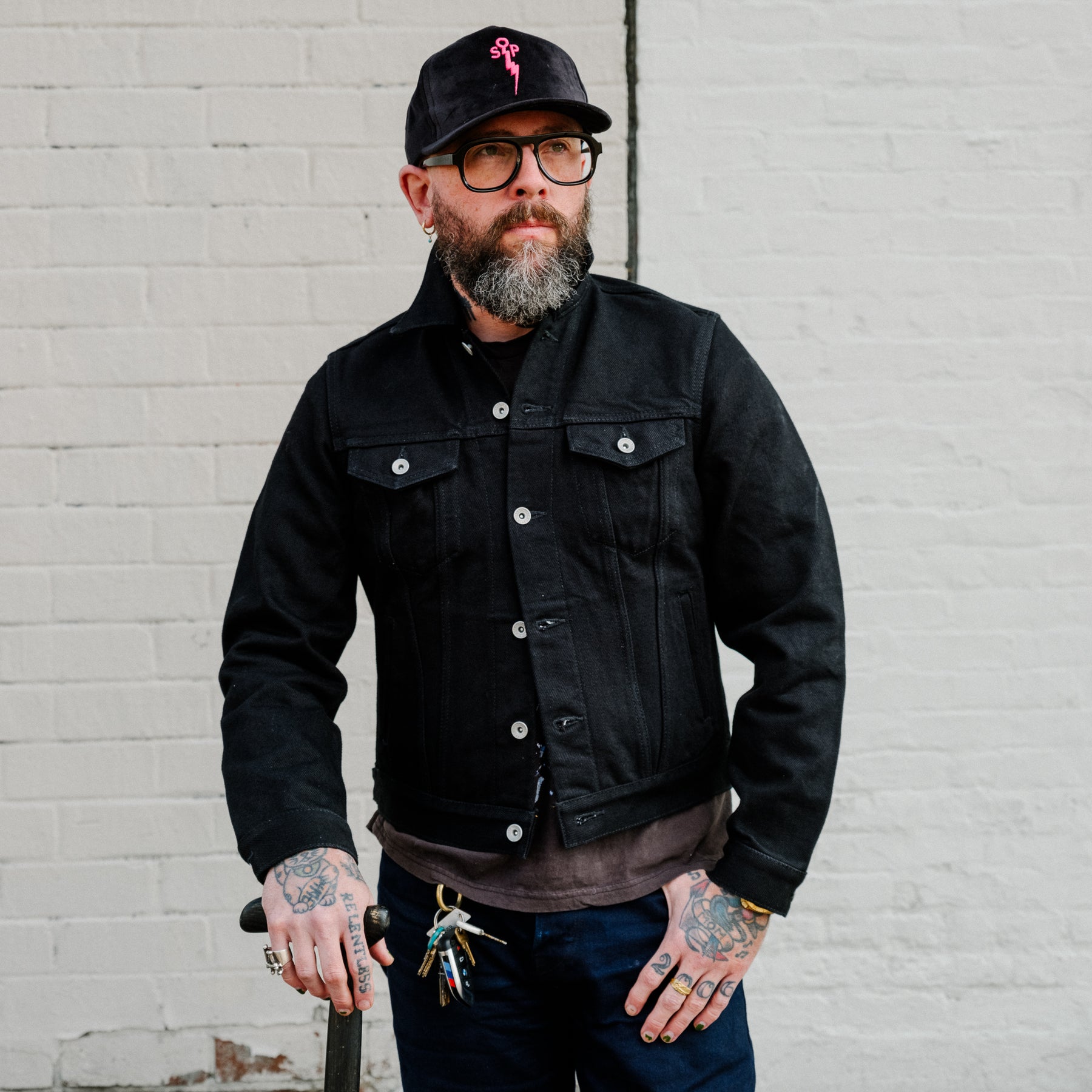 Iron Heart 21oz Selvedge Denim Modified Type III Jacket Superblack Fades to Grey