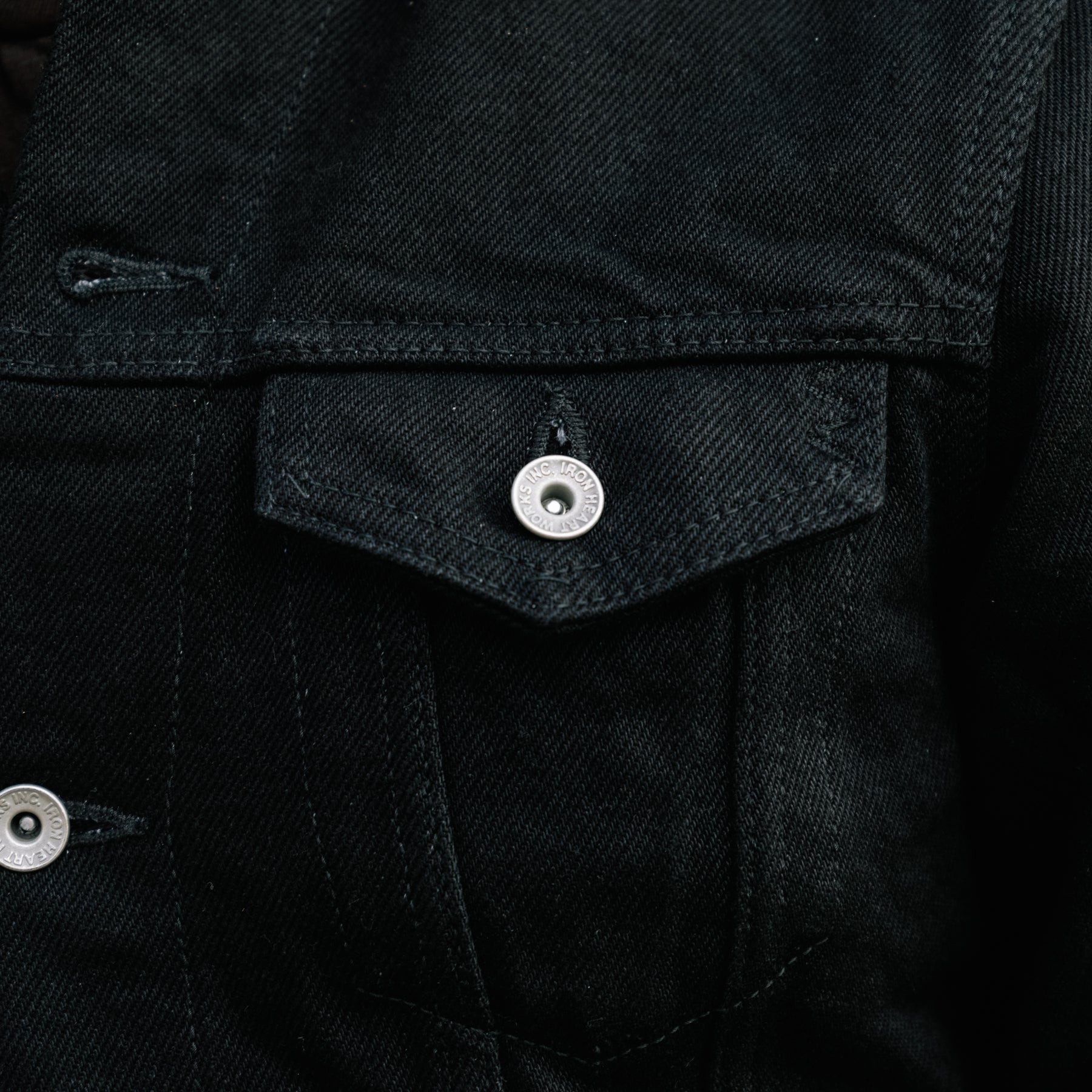 Iron Heart 21oz Selvedge Denim Modified Type III Jacket Superblack Fades to Grey