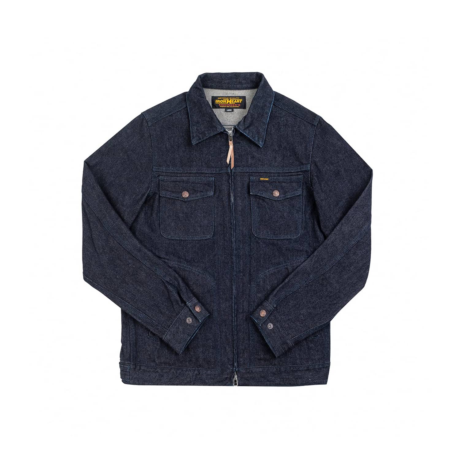 Iron Heart IHJ-122-IND 14oz Broken Twill Selvedge Denim Work Jacket Indigo FINAL SALE