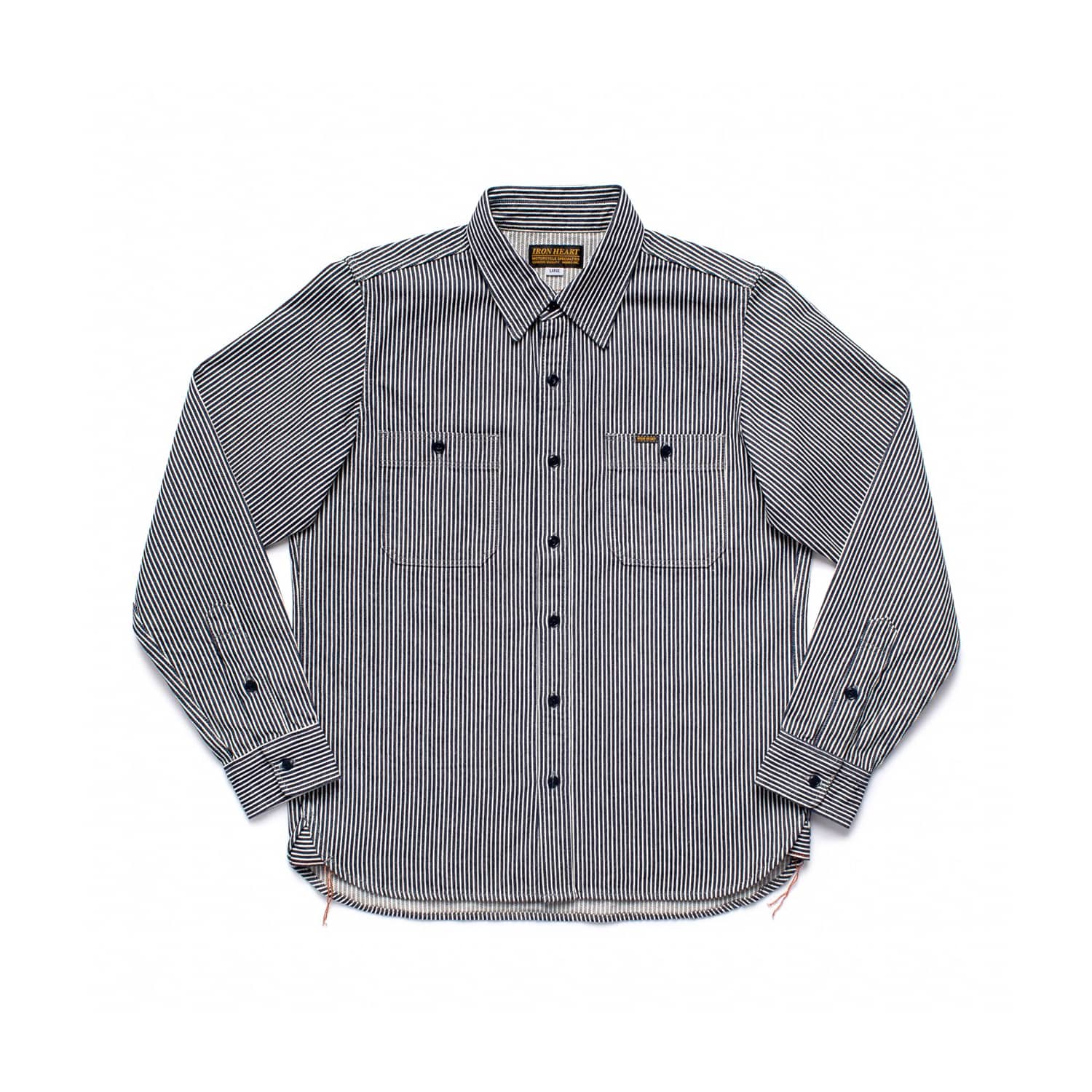 Iron Heart IHSH-274-IND 12oz Hickory Stripe Work Shirt Indigo