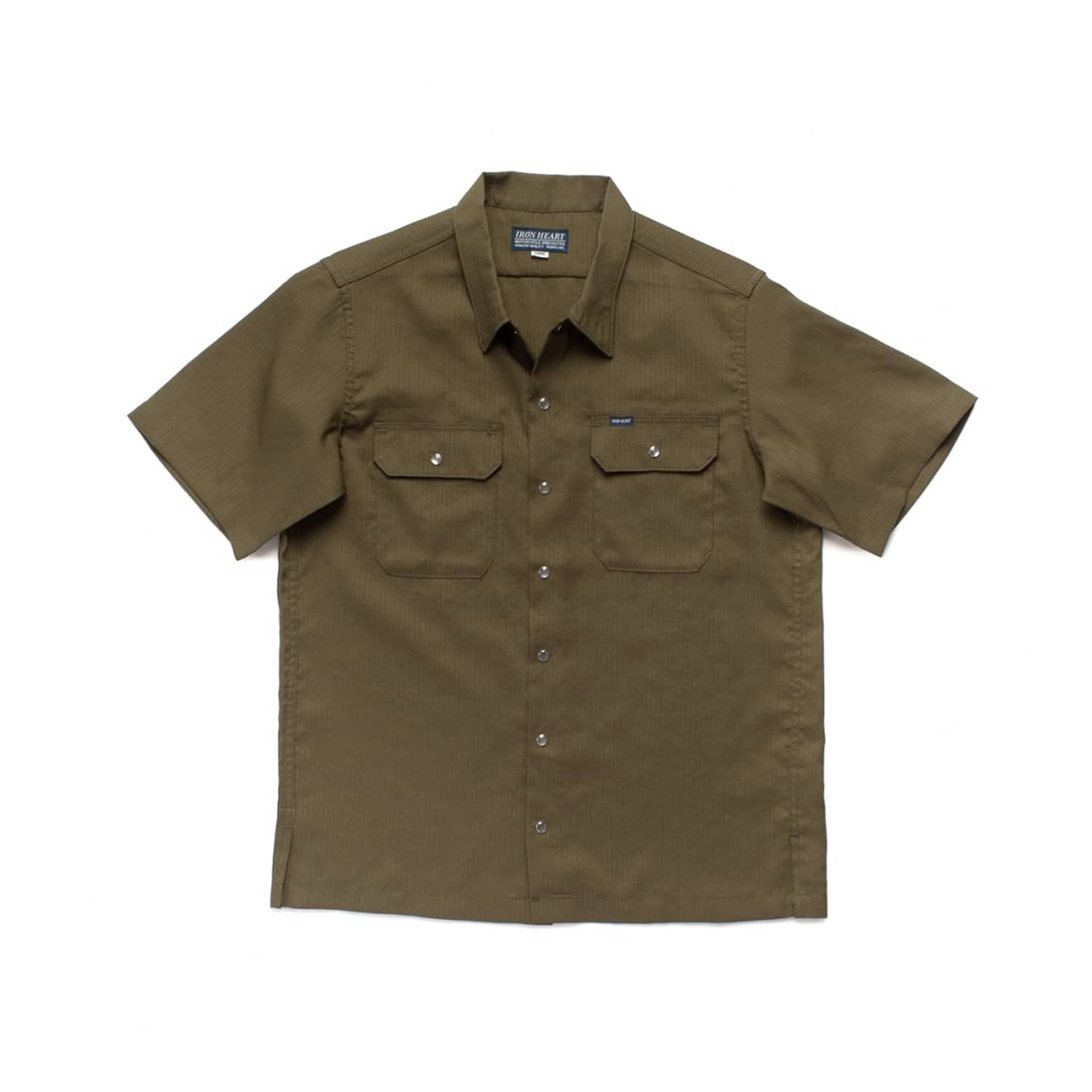 Iron Heart IHSH-286-OLV Ripstop Short Sleeved Mechanic Shirt Olive