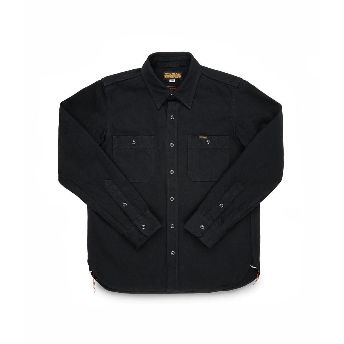 Iron Heart IHSH-338-BLK Denim Work Shirt with Snaps Black