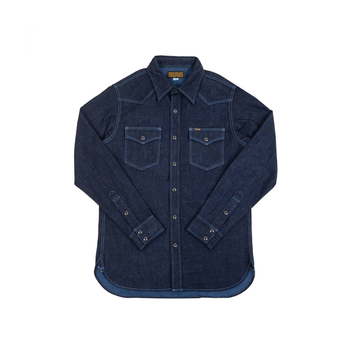 Iron Heart IHSH-352-BLU 10oz Selvedge Denim Western Shirt Indigo Overdyed Blue