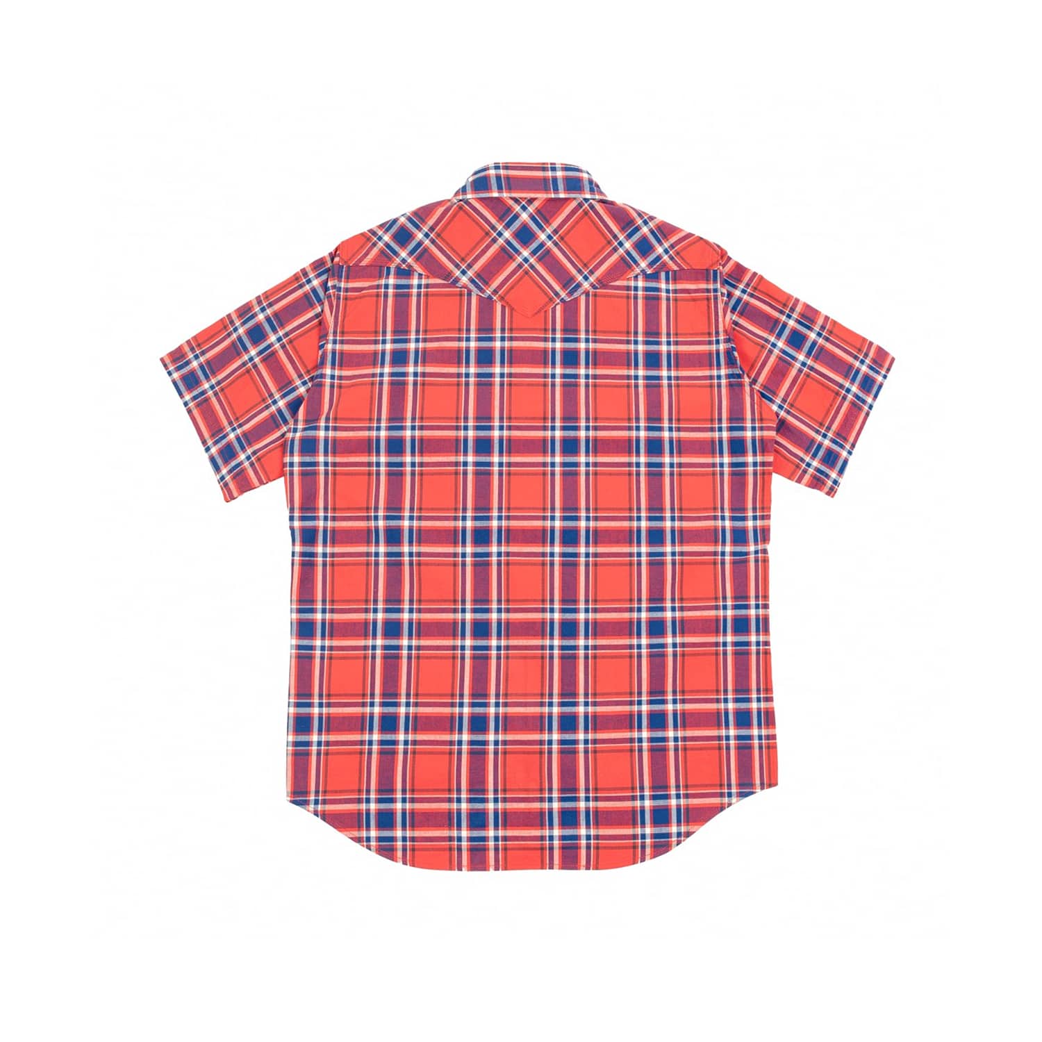 Iron Heart IHSH-359-RED 5oz Selvedge Madras Check Short Sleeved Western Shirt Red