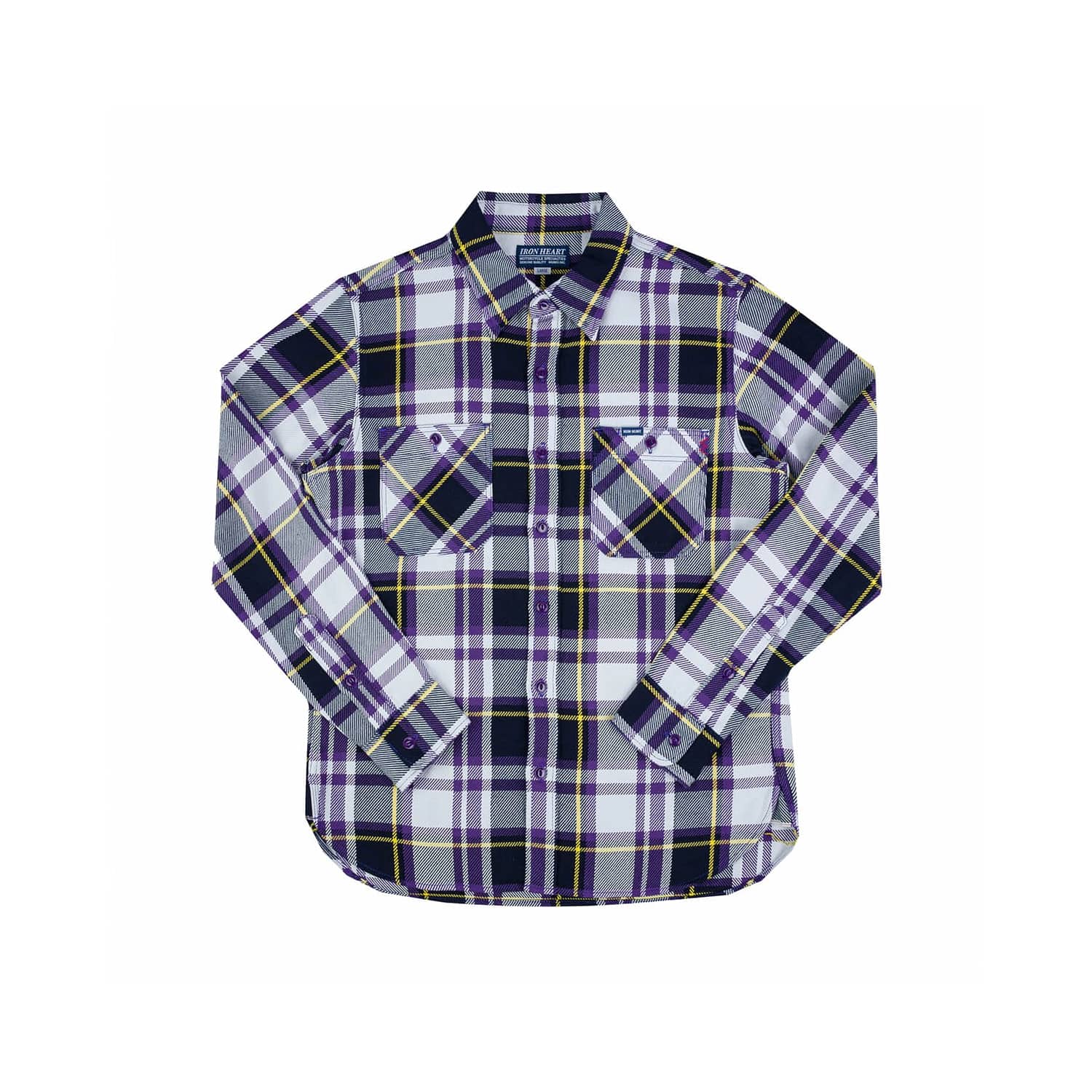 Iron Heart IHSH-382-PUR 9oz Selvedge American Check Work Shirt Purple