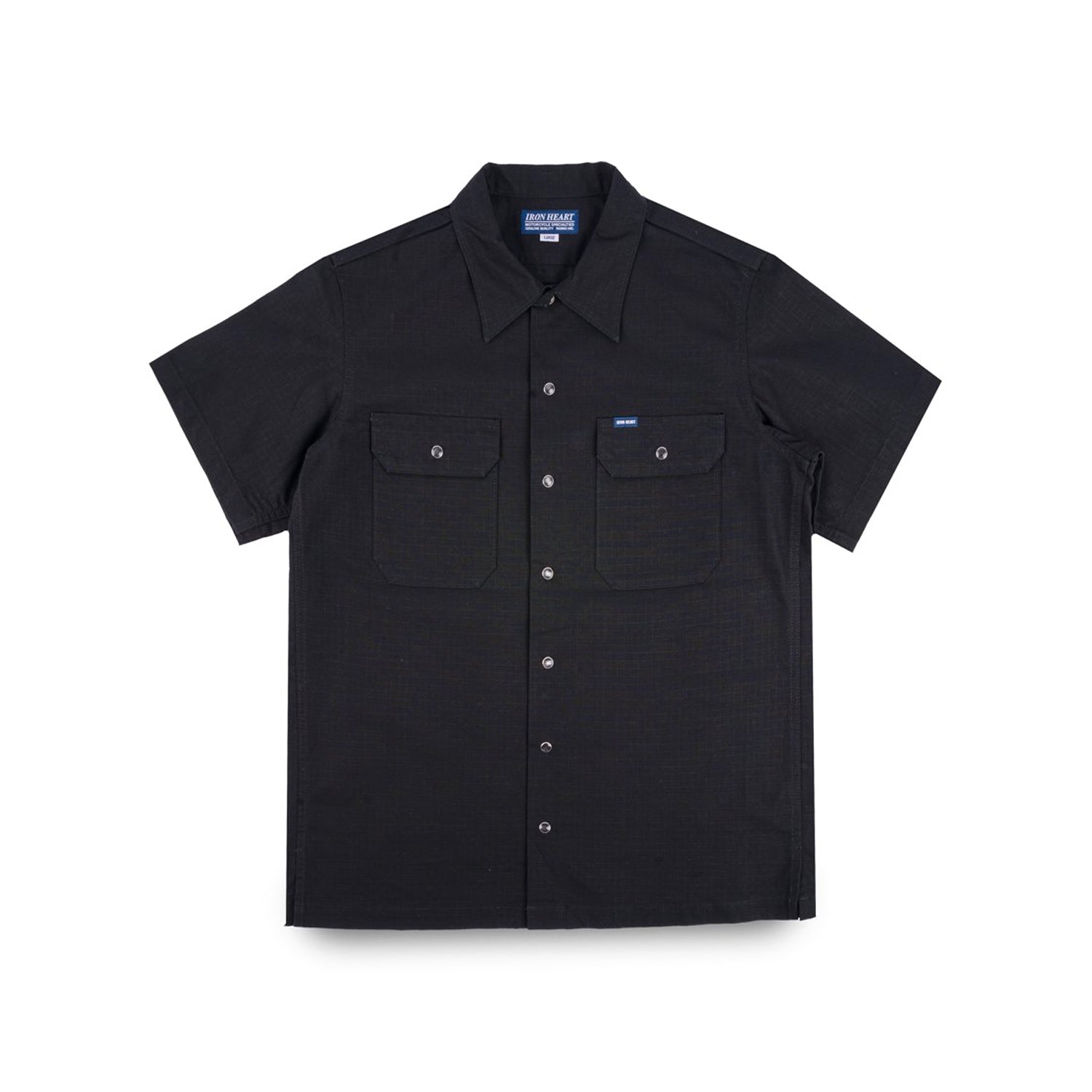 Iron Heart IHSH-415-BLK 8oz Ripstop Short Sleeved Mechanic Shirt Black FINAL SALE