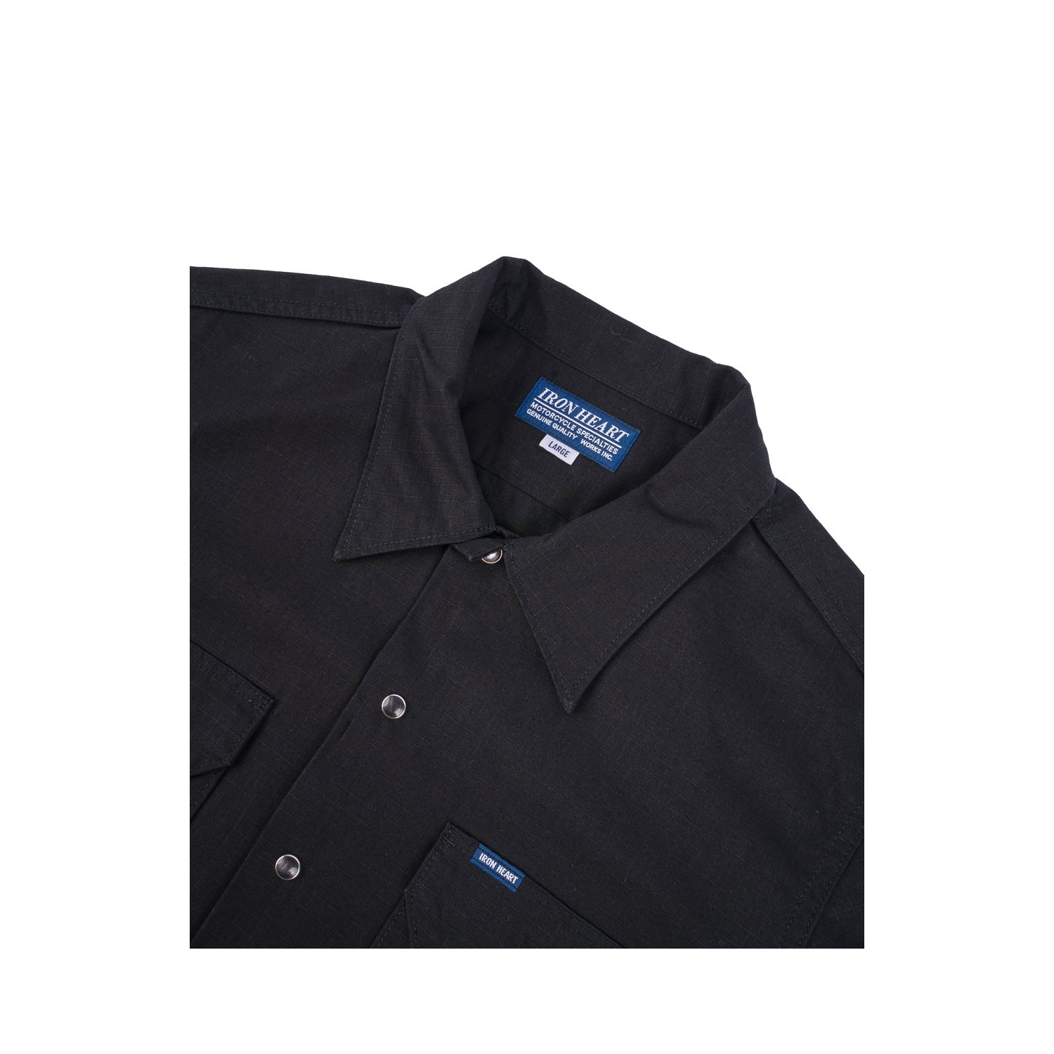 Iron Heart IHSH-415-BLK 8oz Ripstop Short Sleeved Mechanic Shirt Black FINAL SALE
