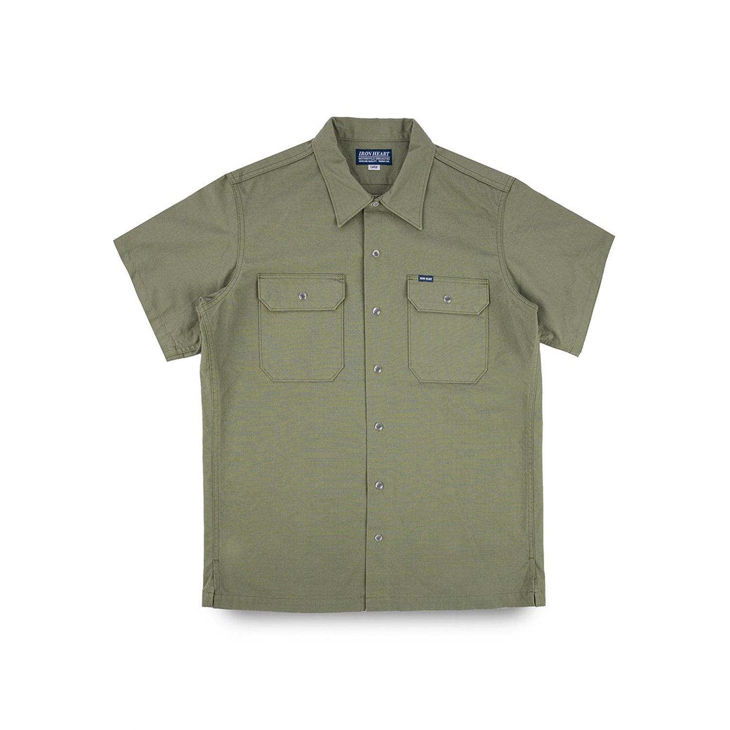 Iron Heart IHSH-415-GRN 8oz Ripstop Short Sleeved Mechanic Shirt Military Green FINAL SALE