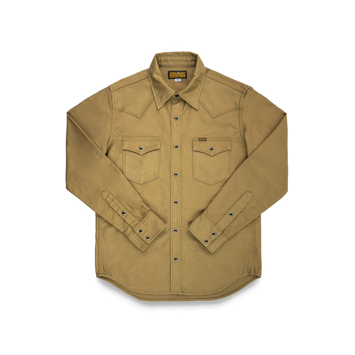 Iron Heart IHSH-426-KHA 12oz Military Moleskin Western Shirt Khaki