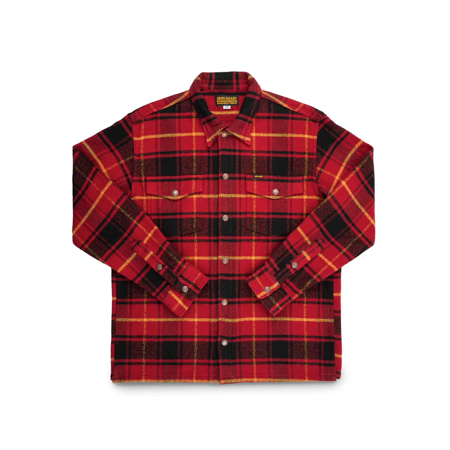FALL 2025 Iron Heart IHSH-433-RED Heavy Flannel Rider's Overshirt Red